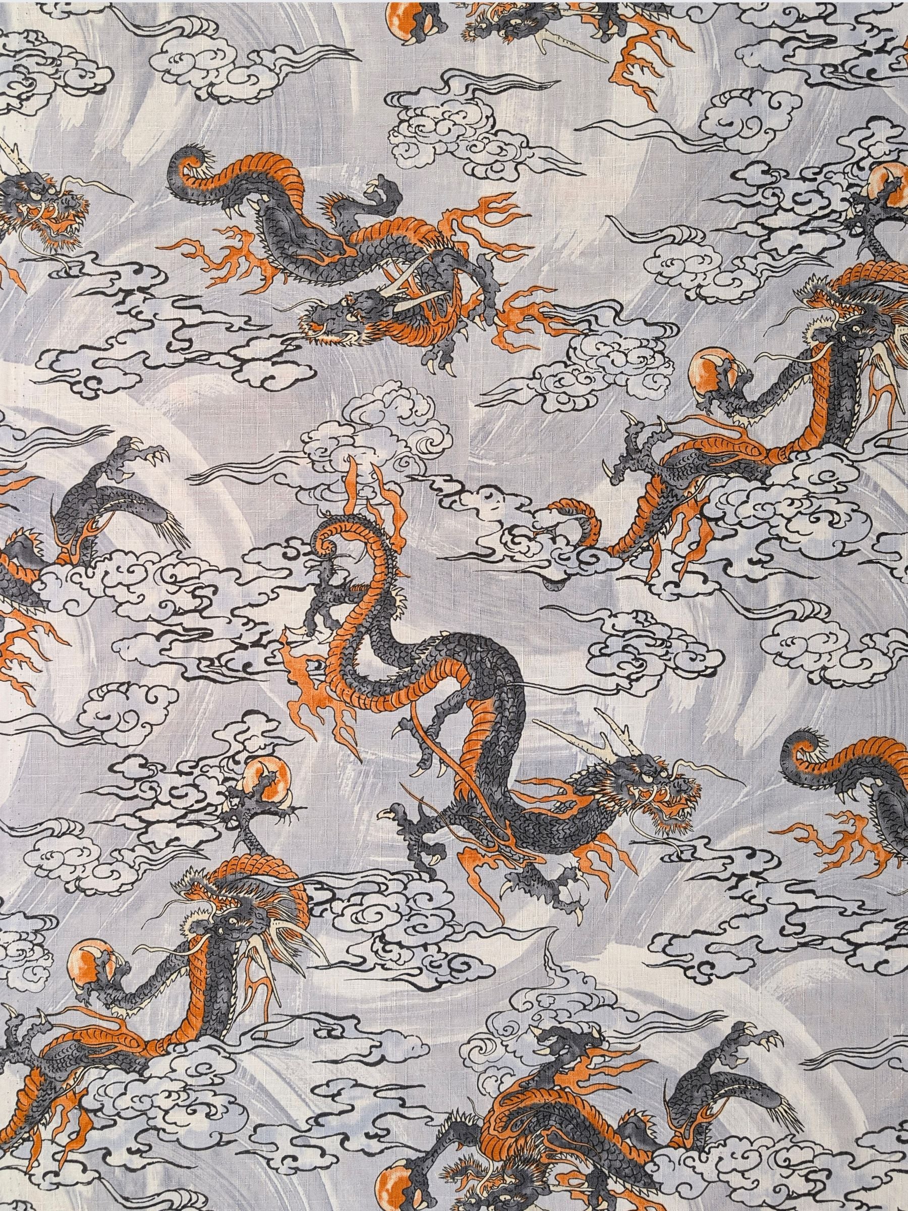 Hokkoh - Ryūjin Water Dragon Cotton Dobby Fabric - Gray