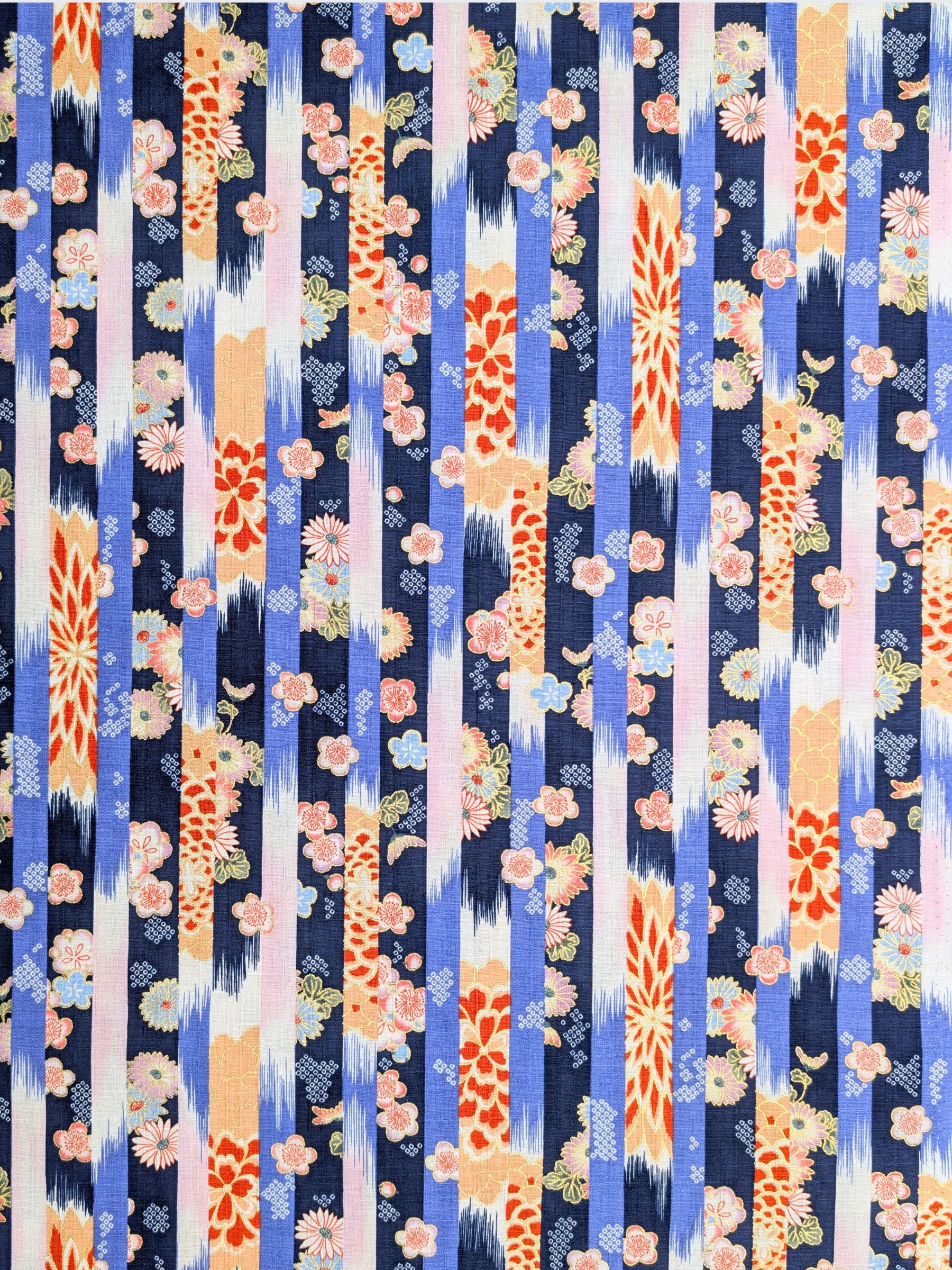 Hokkoh - Golden Wagara Stripe Cotton Dobby Fabric - Blue
