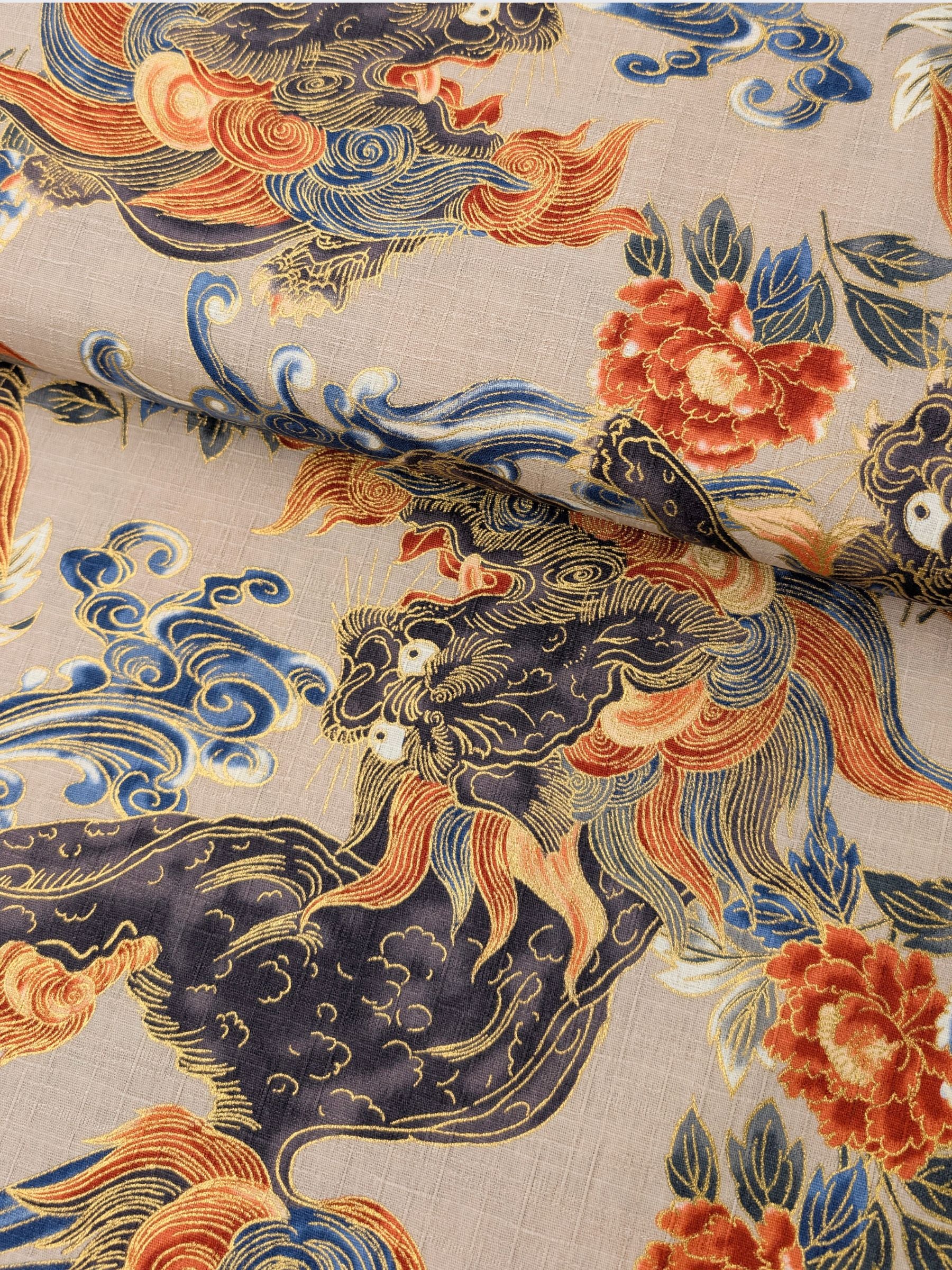 Hokkoh - Golden Komainu Cotton Dobby Fabric - Beige