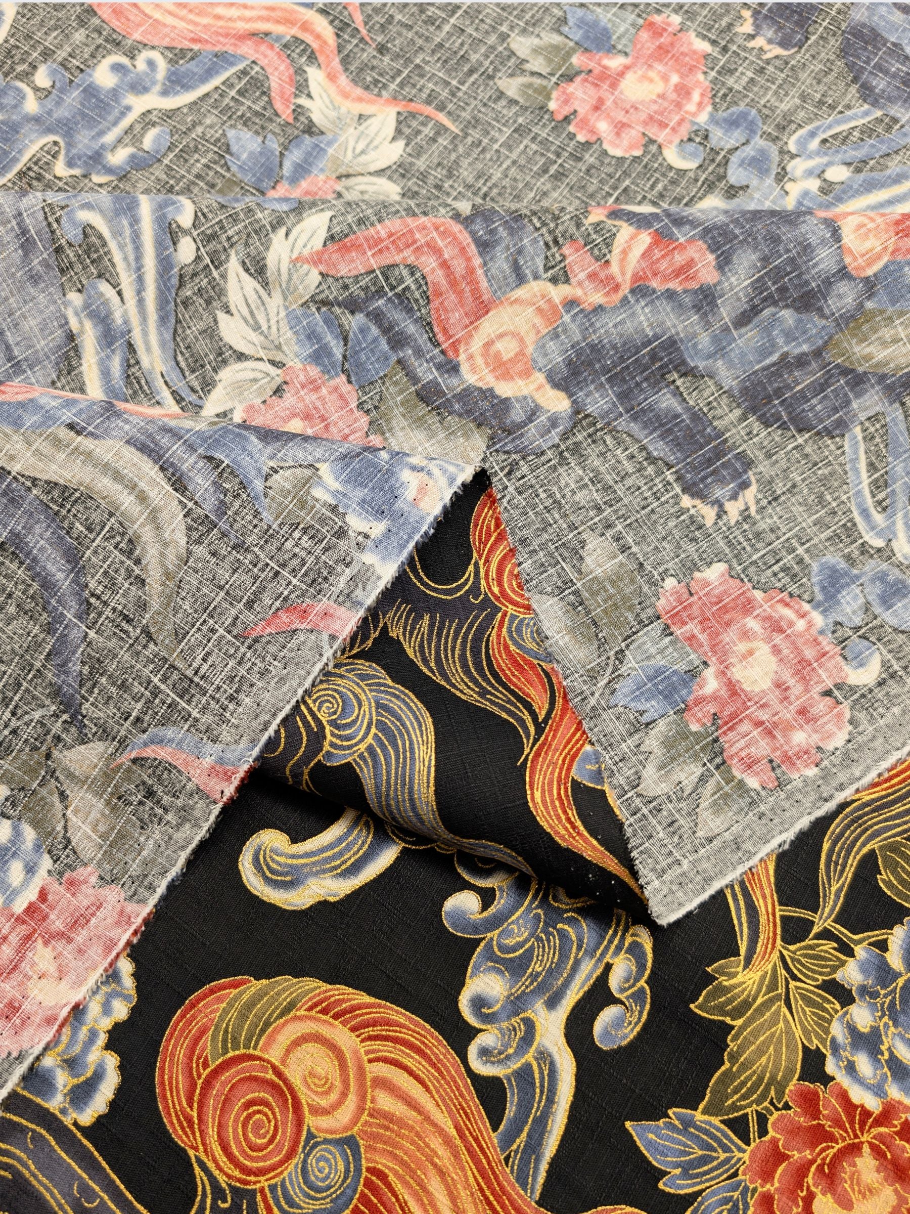 Hokkoh - Golden Komainu Cotton Dobby Fabric - Black