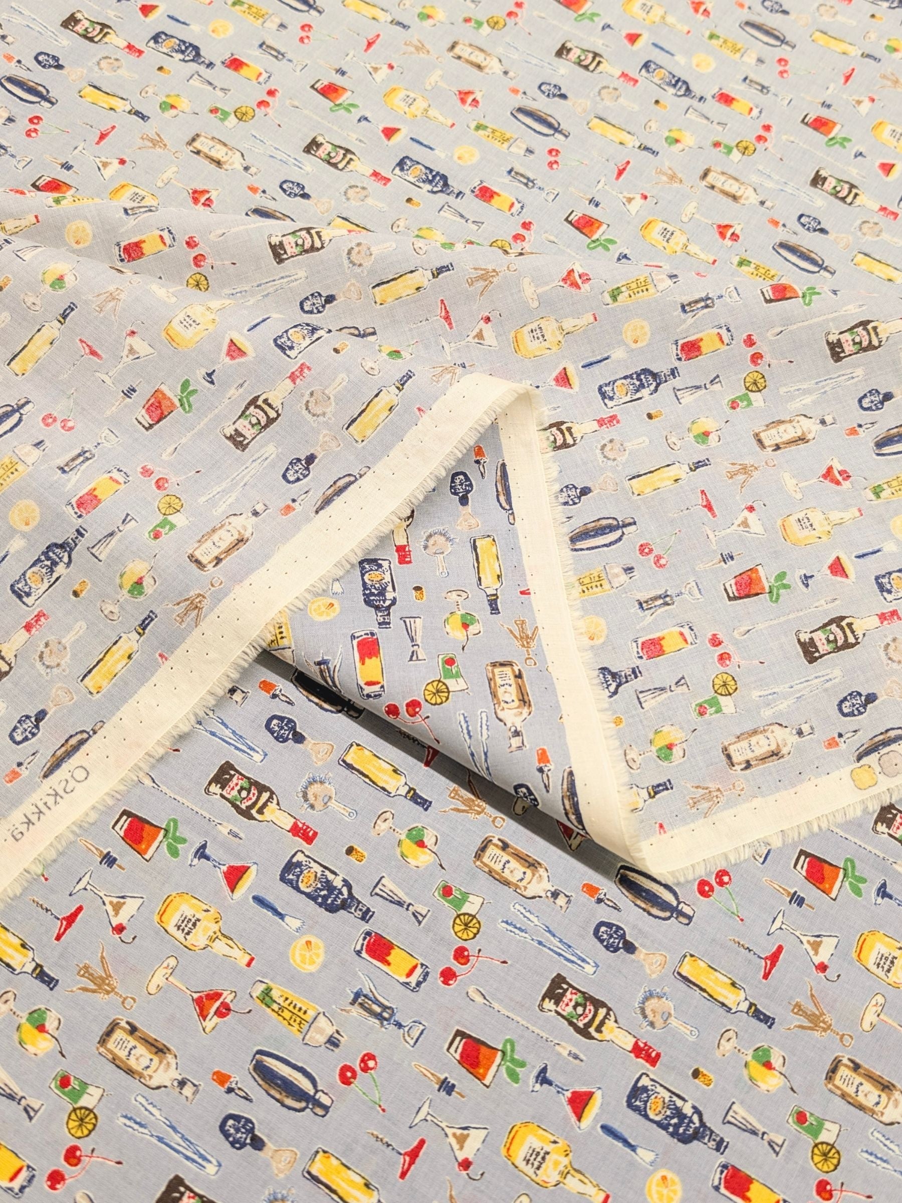 Hokkoh - Vintage Bar Cotton Lawn Fabric - Light Blue