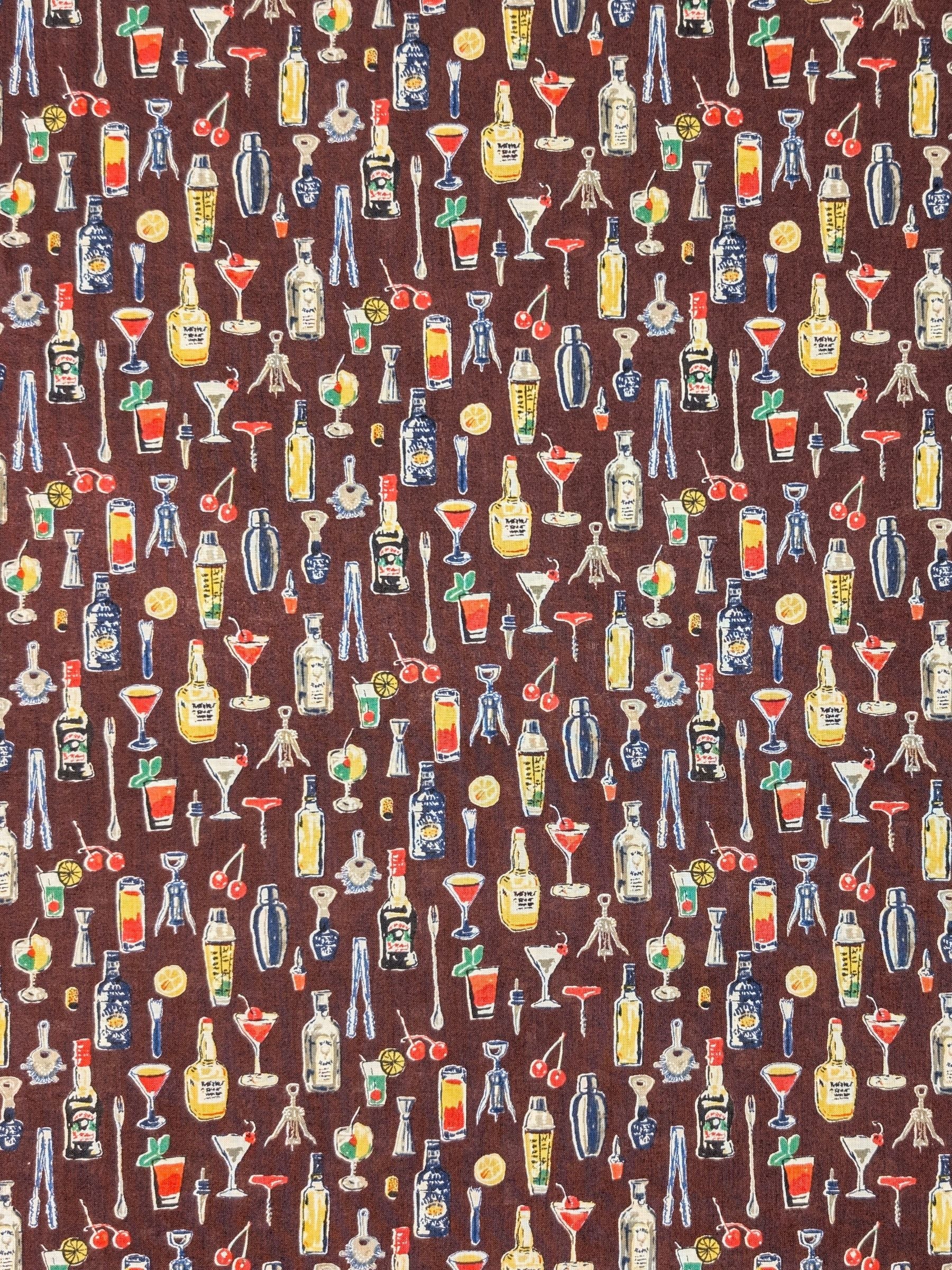 Hokkoh - Vintage Bar Cotton Lawn Fabric - Burgundy