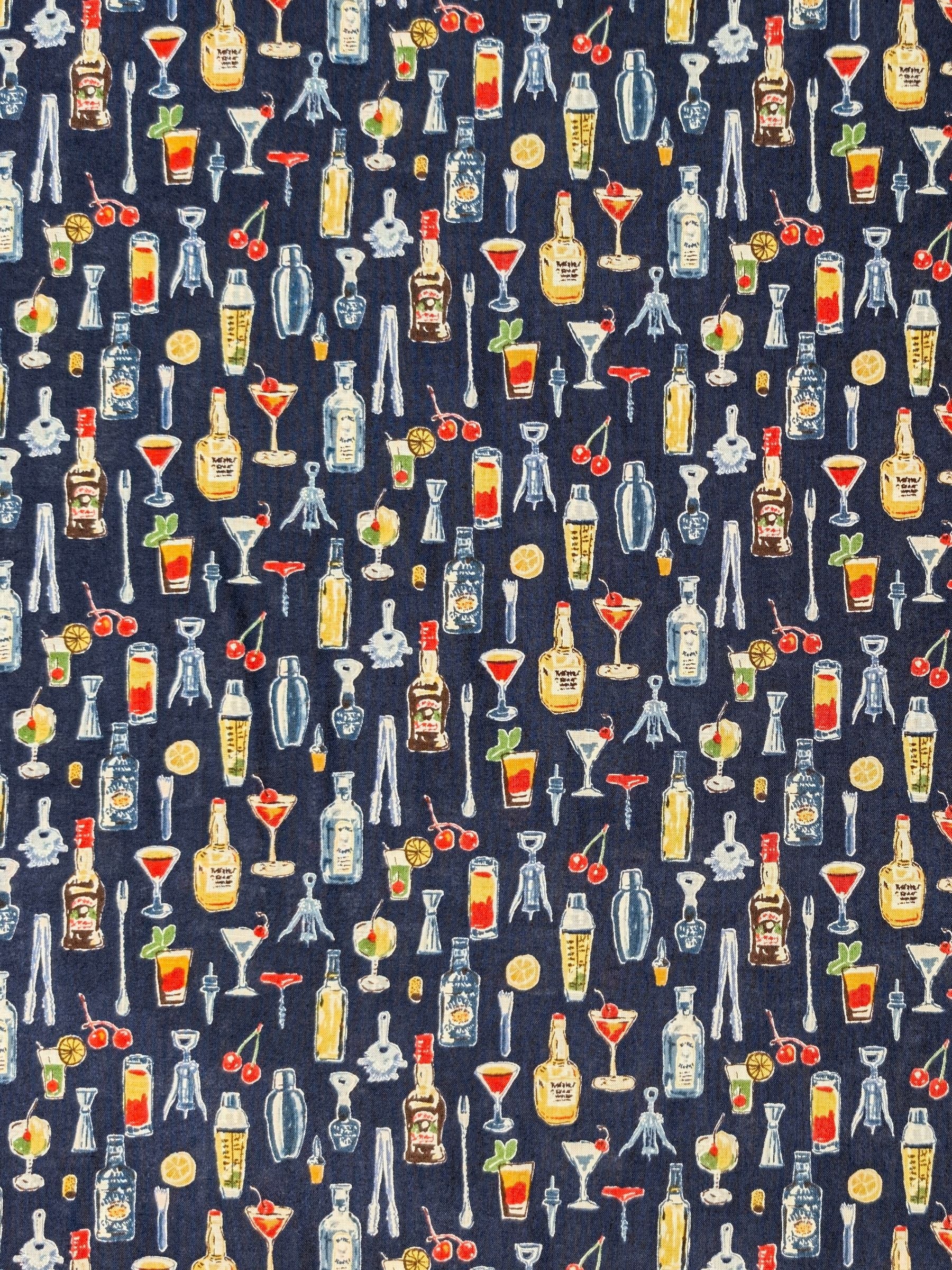 Hokkoh - Vintage Bar Cotton Lawn Fabric - Navy Blue