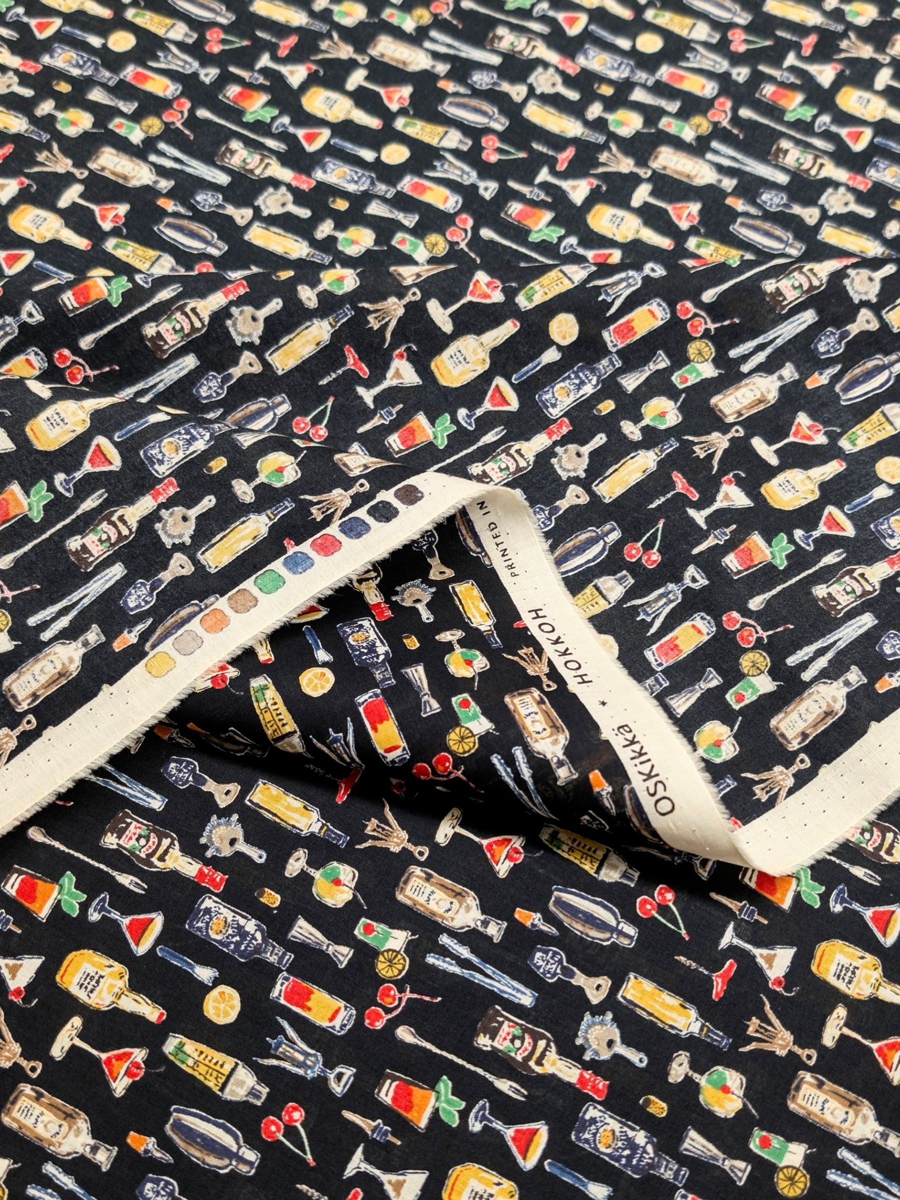 Hokkoh - Vintage Bar Cotton Lawn Fabric - Black