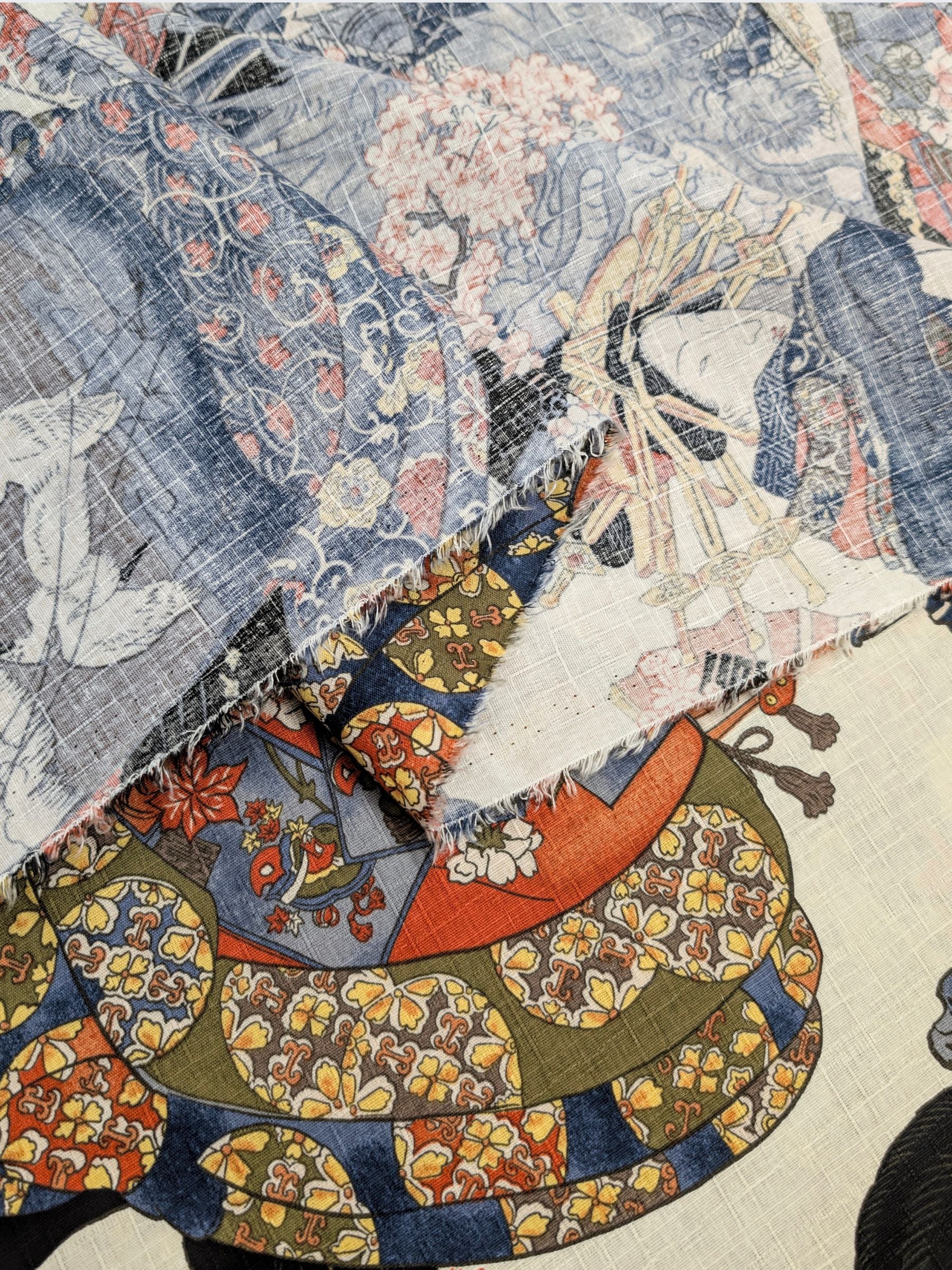 Hokkoh - Geisha & Samurai Cotton Dobby Fabric - White