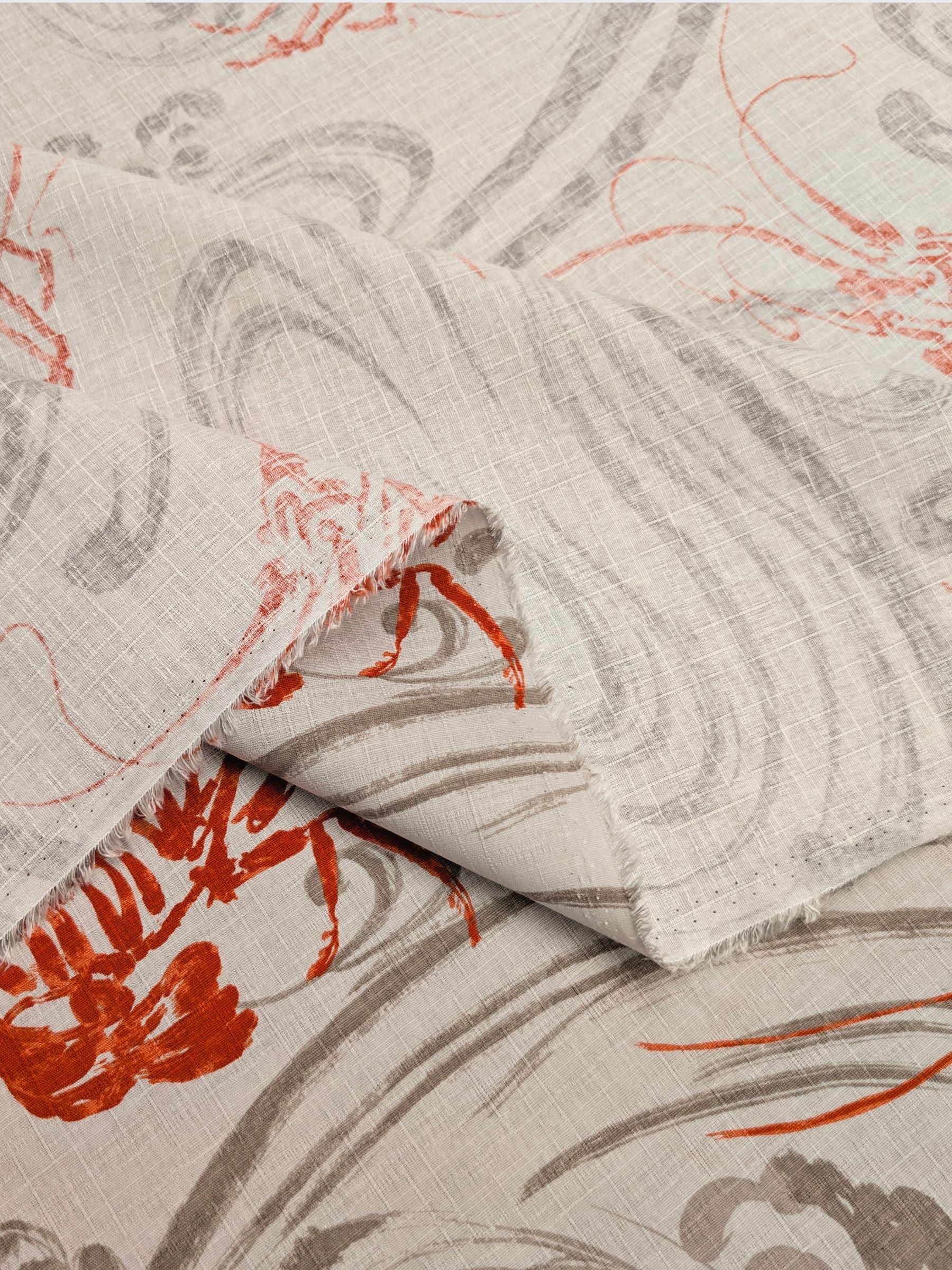 Hokkoh - Big Shrimp Cotton Dobby Fabric - Gray Beige