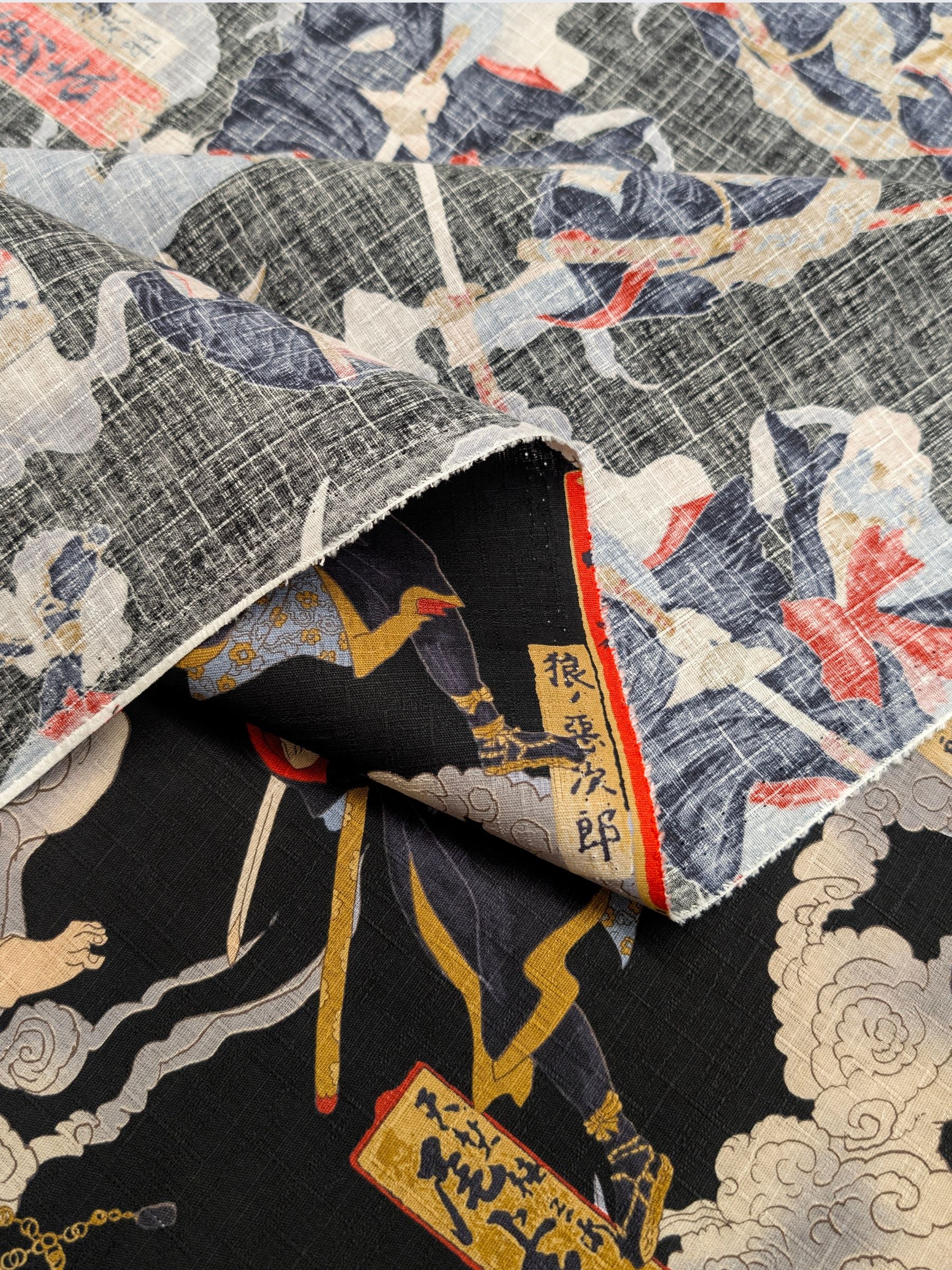 Hokkoh - Traditional Shinobi Cotton Dobby Fabric - Black