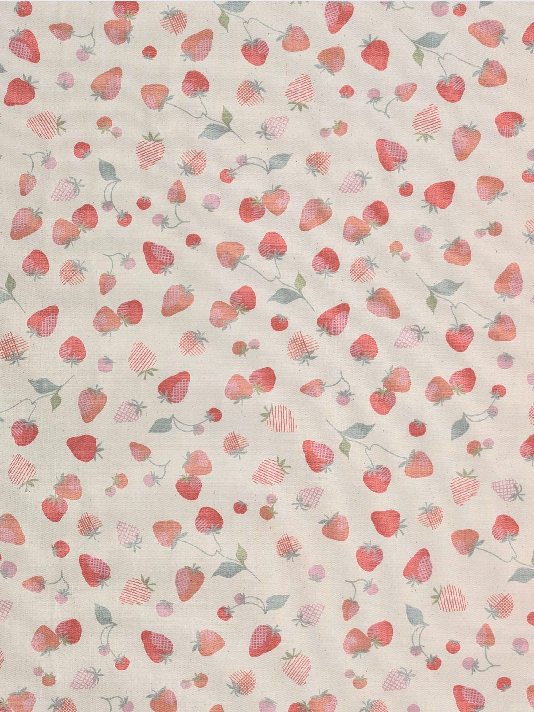 Koizumi - Summer Strawberries Cotton Oxford Fabric - Beige