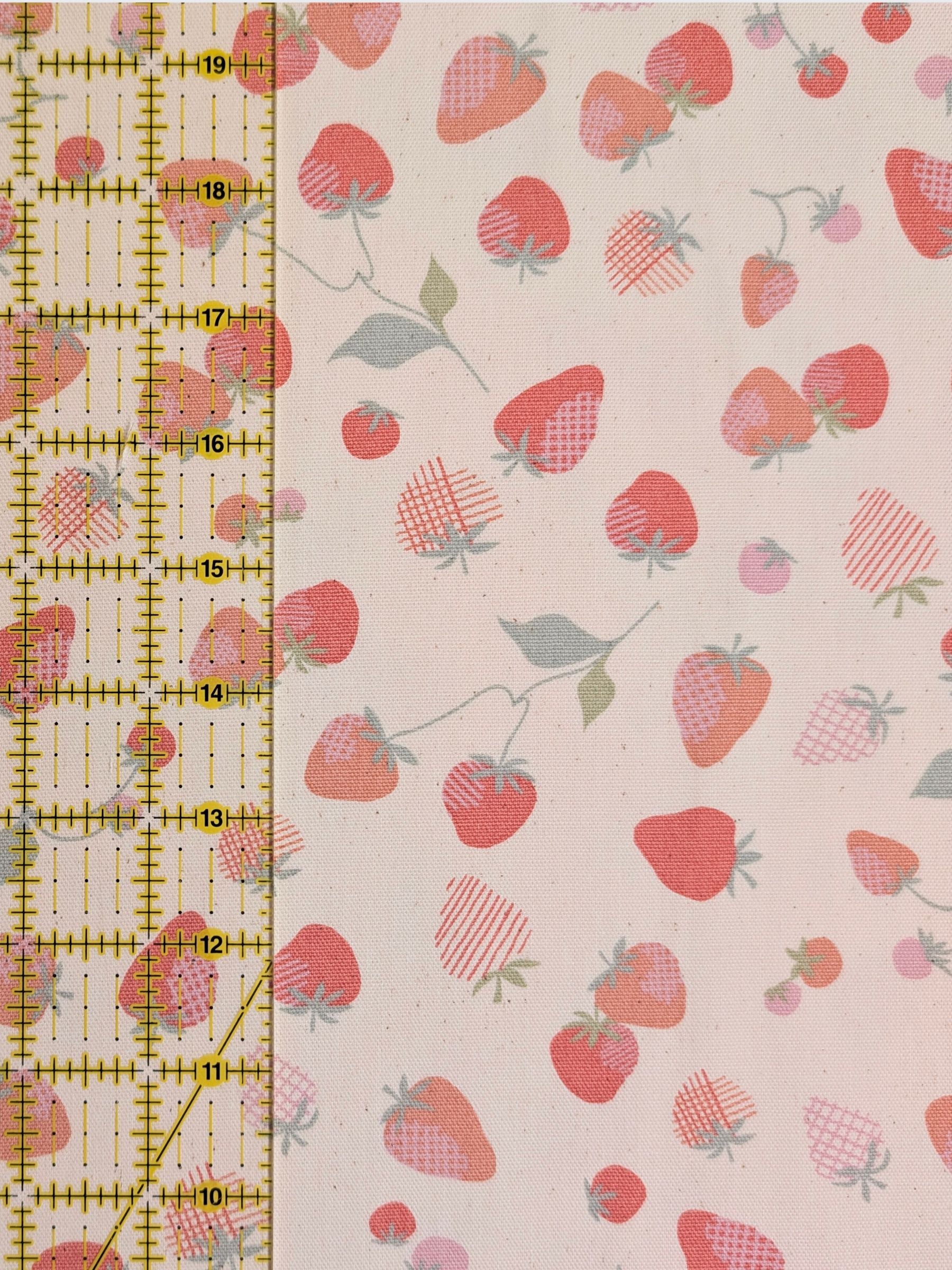Koizumi - Summer Strawberries Cotton Oxford Fabric - Beige