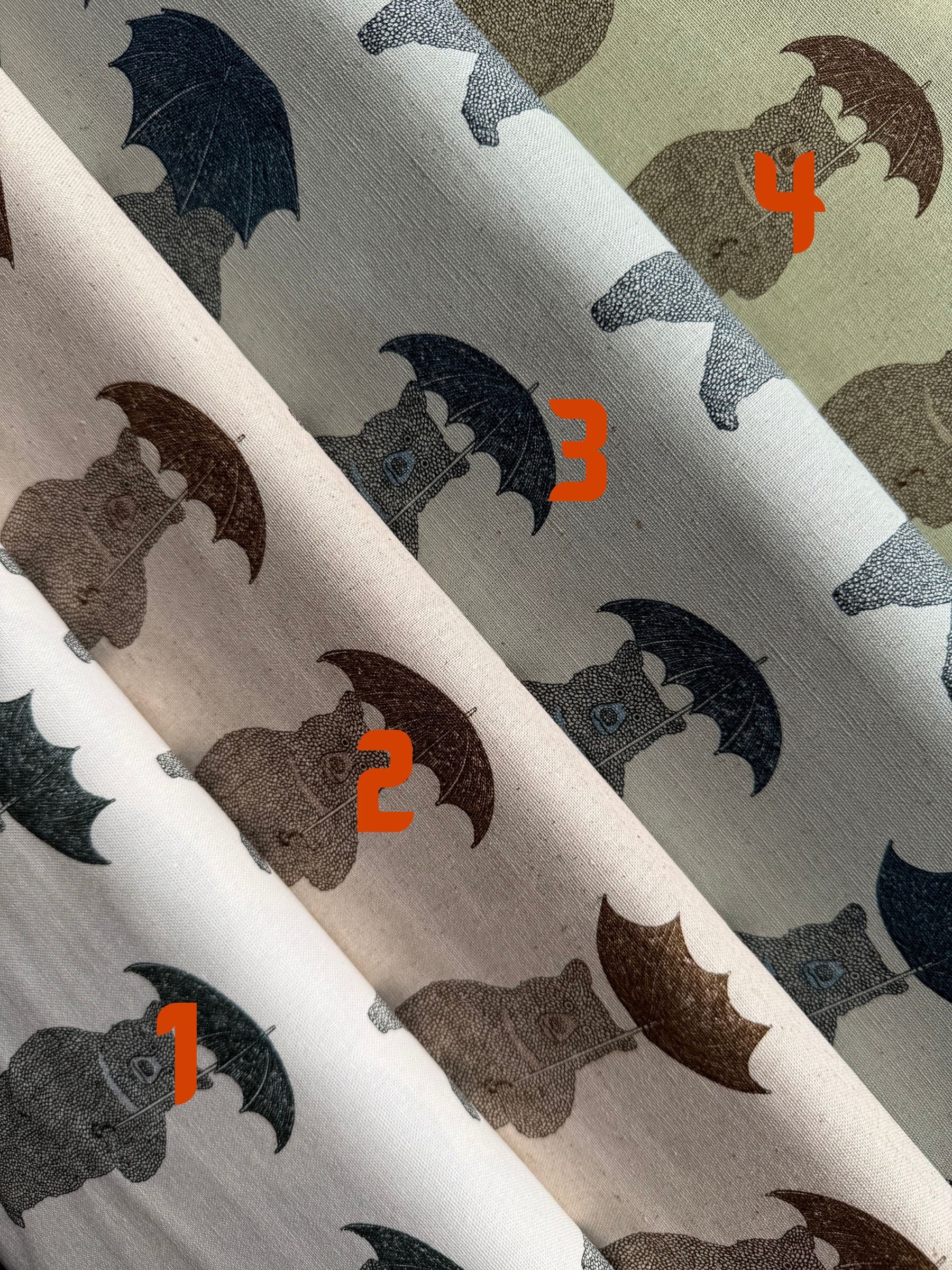 Koizumi - Bear-Able Weather Bears with Umbrellas Cotton/Linen Canvas Fabric - Blues