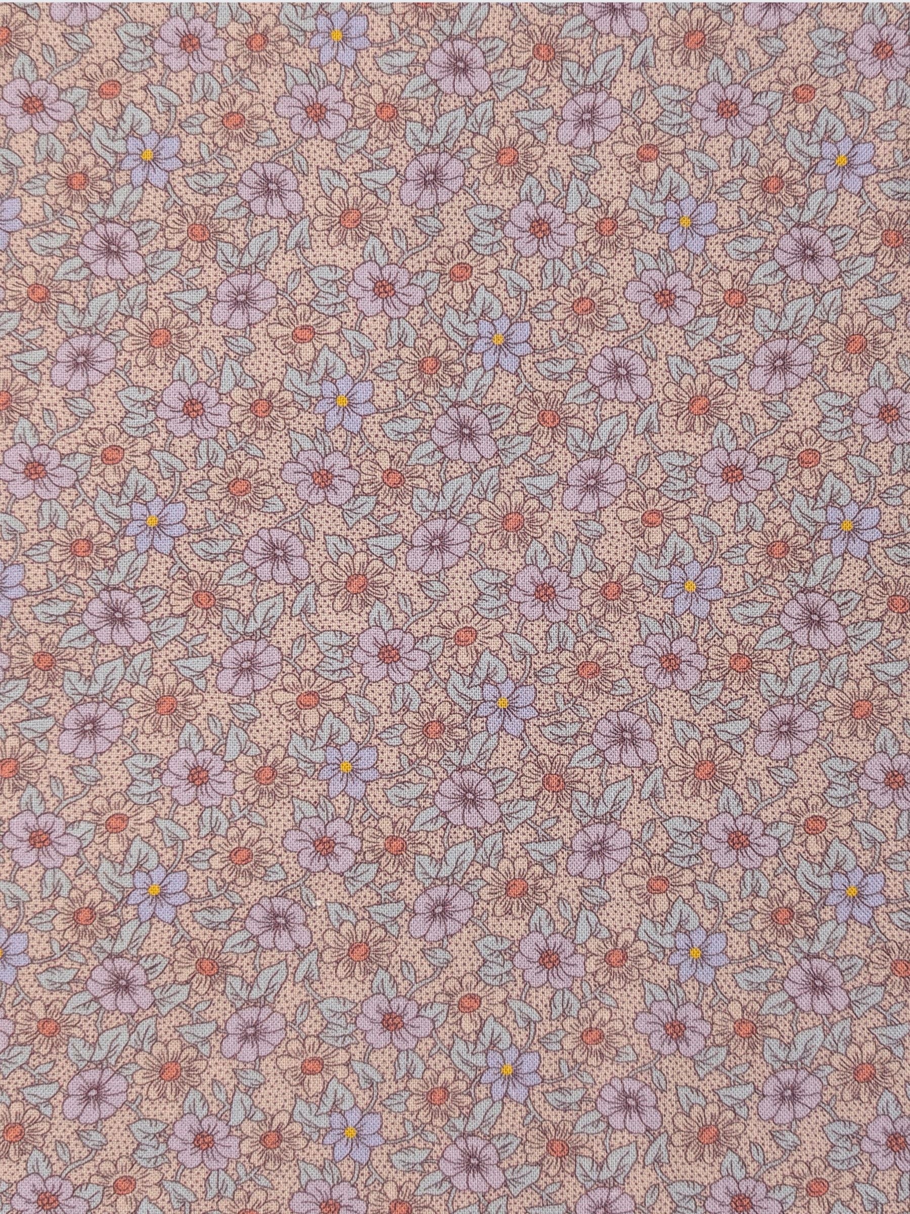 Textile Pantry - Tiny Flowers & Dots Cotton Sheeting Fabric - Purple