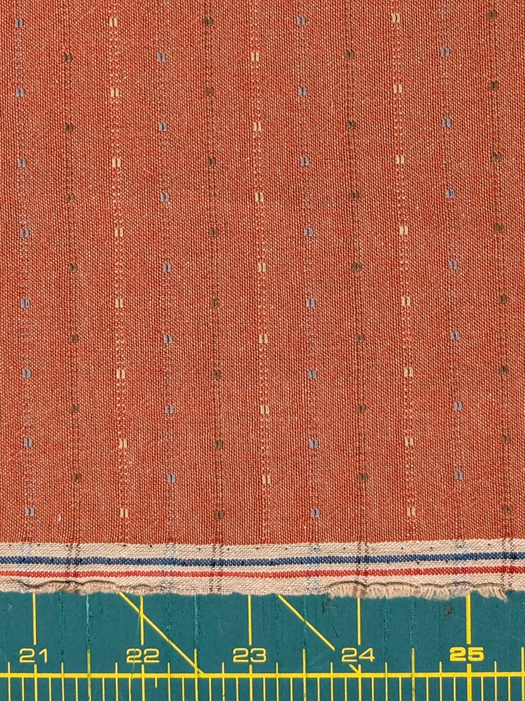 Textile Pantry - Lined Yarn Dyed Cotton Taupe Fabric - Red
