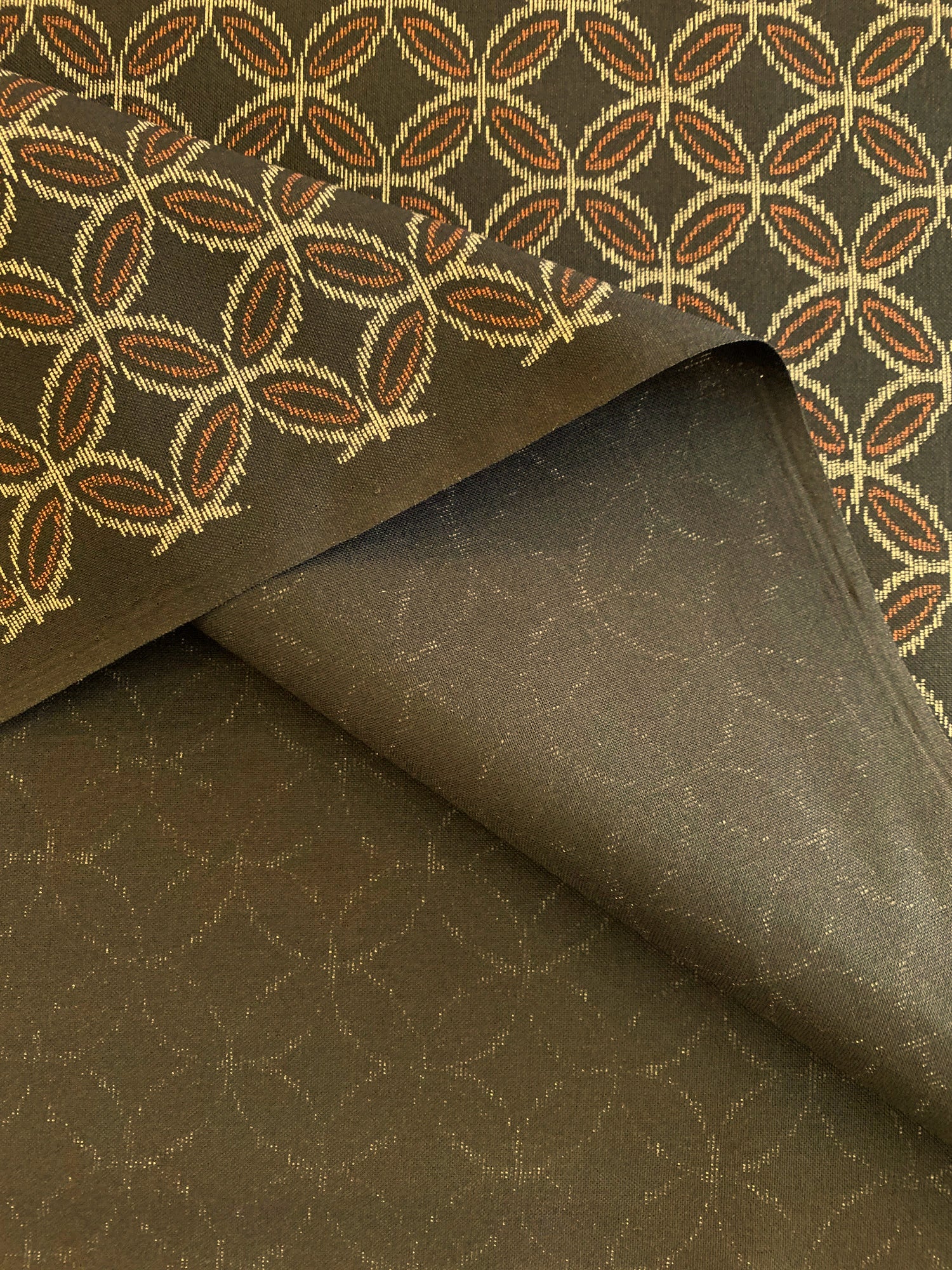Sevenberry - Printed Ikat Kasuri Shippou Circles Cotton Fabric - Brown Orange
