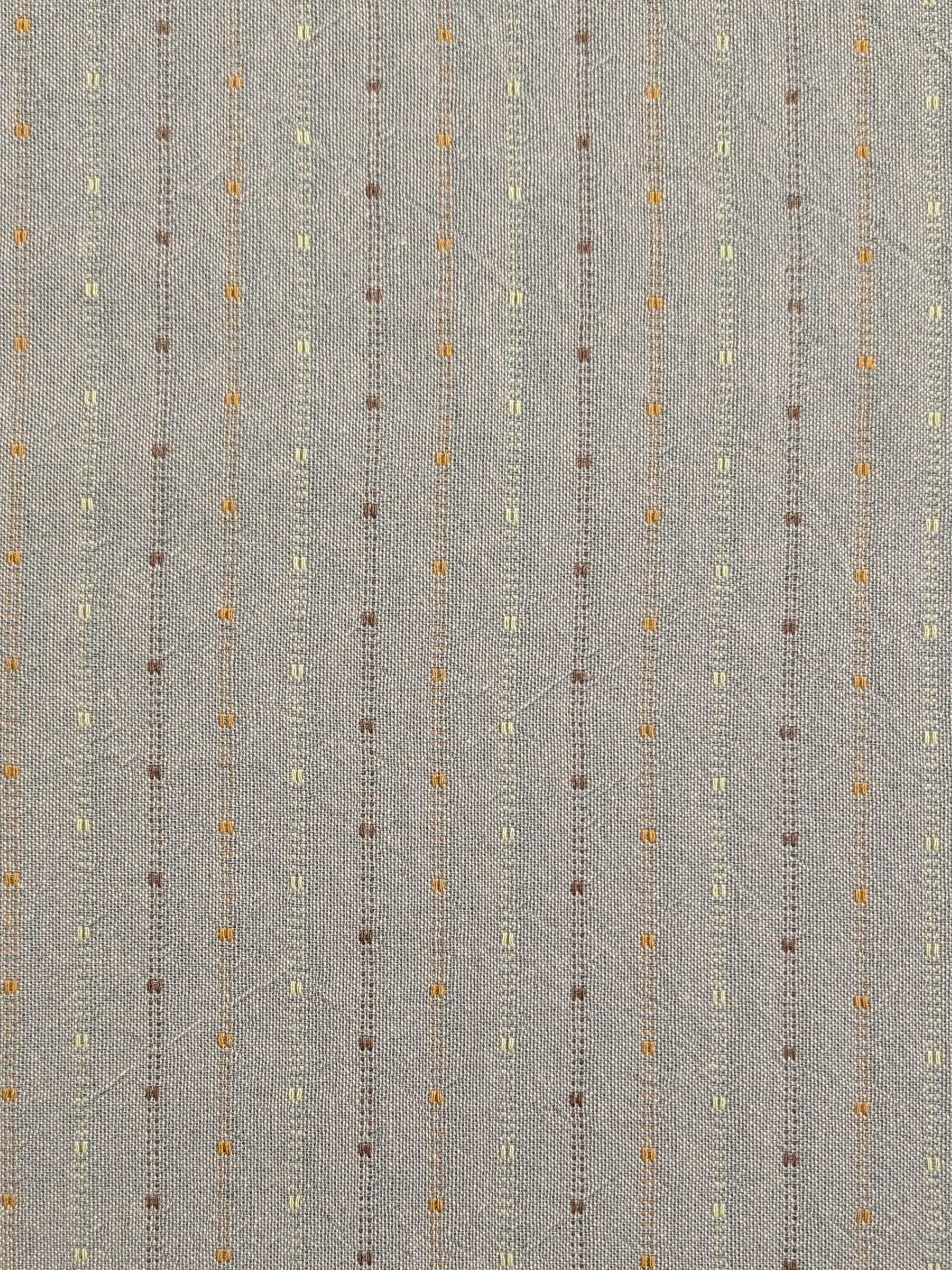 Textile Pantry - Lined Yarn Dyed Cotton Taupe Fabric - Blue