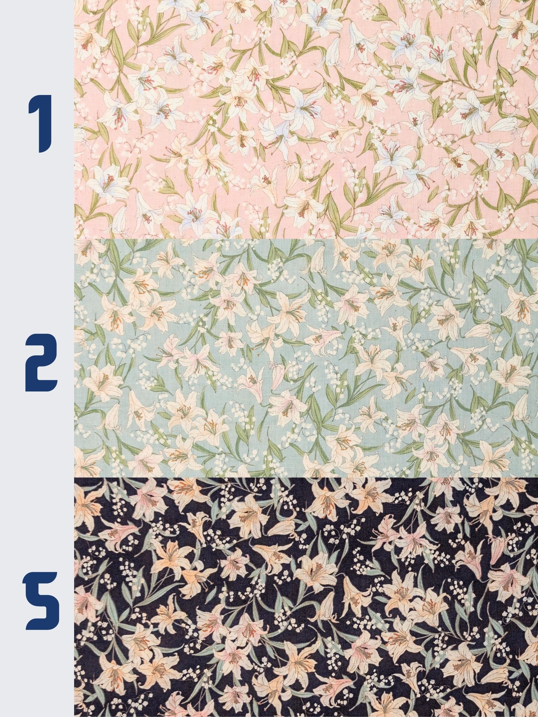Sevenberry - Flowing Lillies Cotton Shirting Fabric - Navy Blue