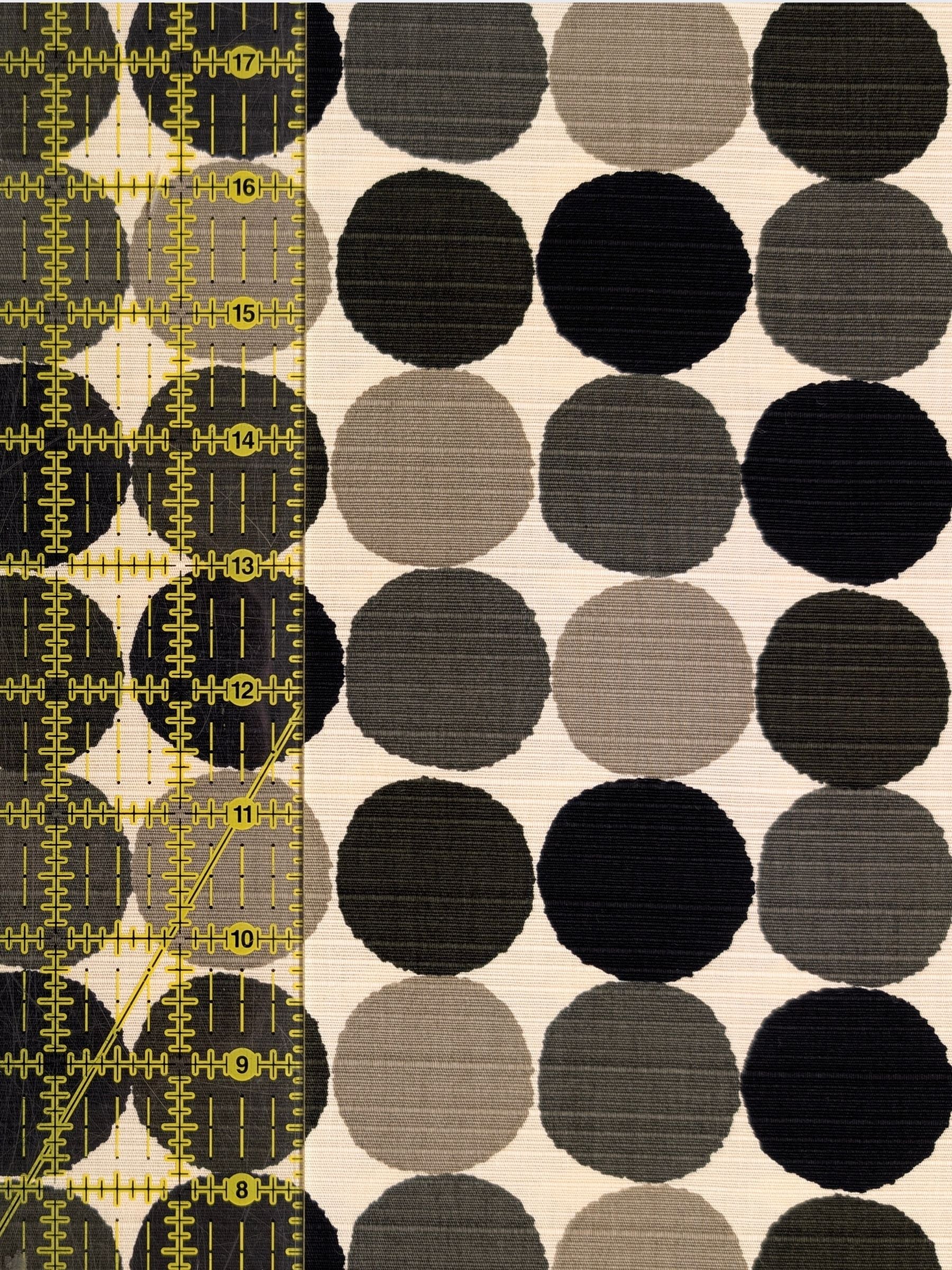 Sevenberry - Circles Cotton Shantung Fabric - Black & Gray