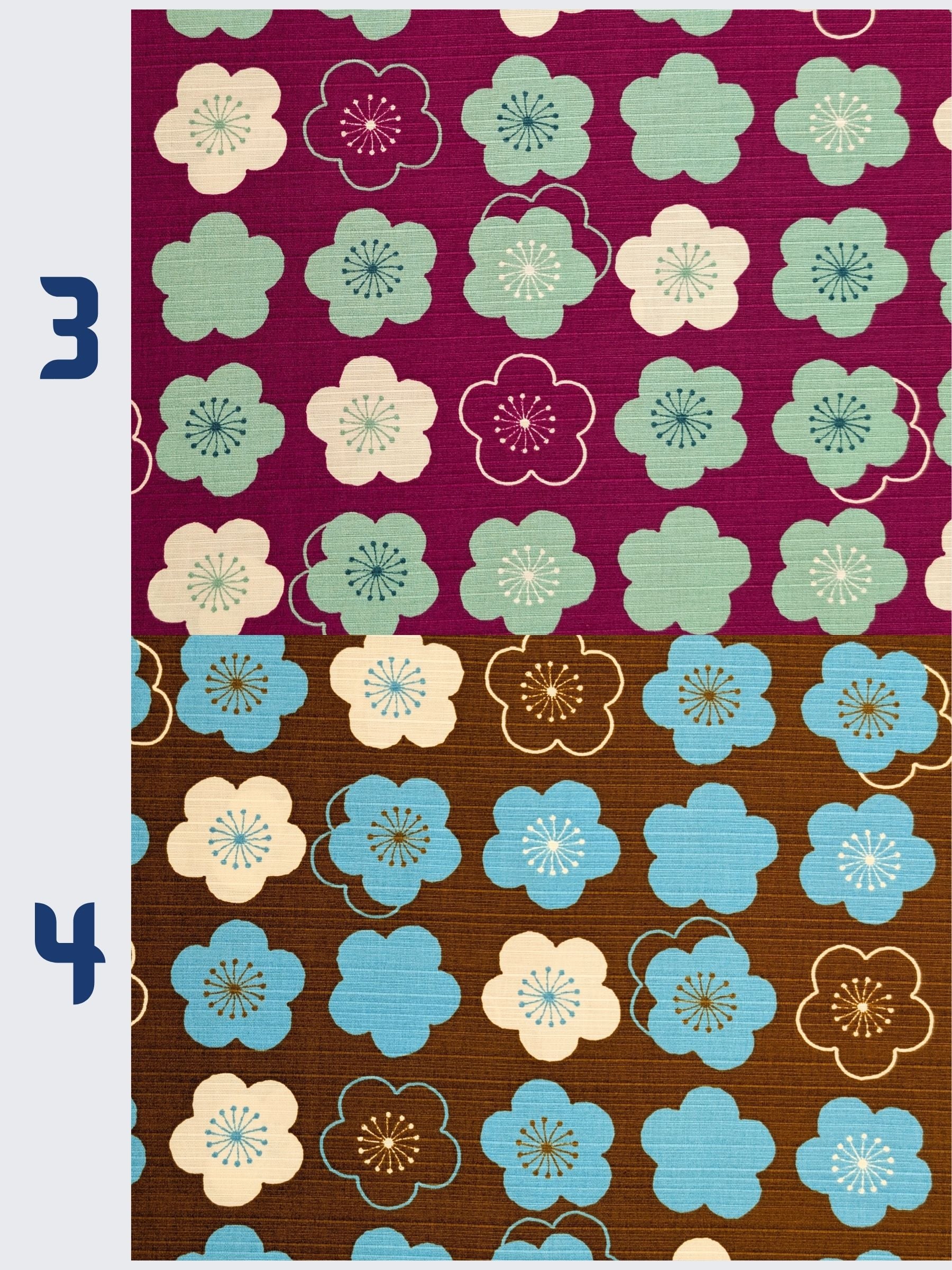 Sevenberry - Plum Blossom Cotton Shantung Fabric - Brown & Blue