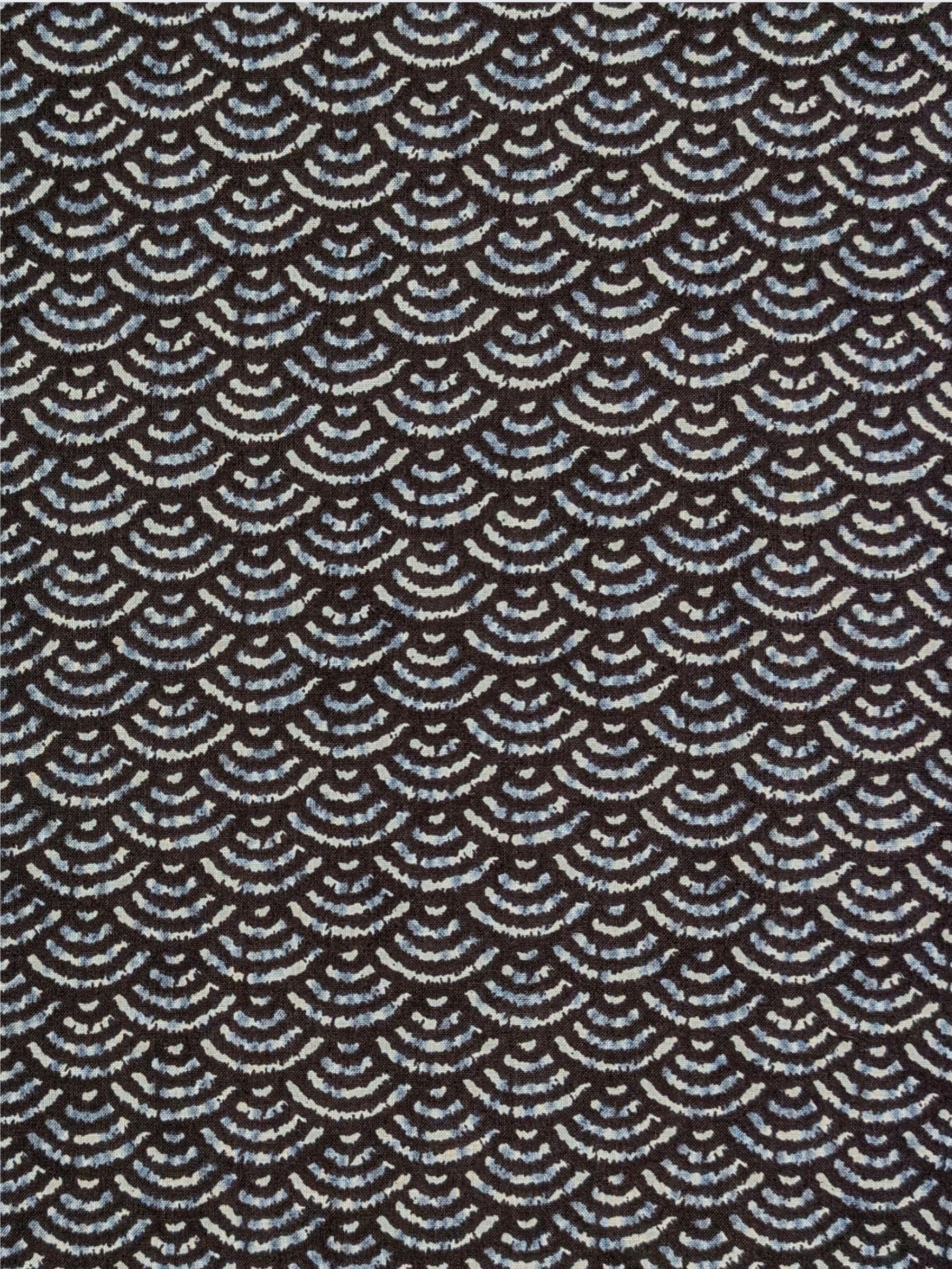 Sevenberry - Waves Printed Shibori-Style Collection Cotton Sheeting Fabric - Dark Blue