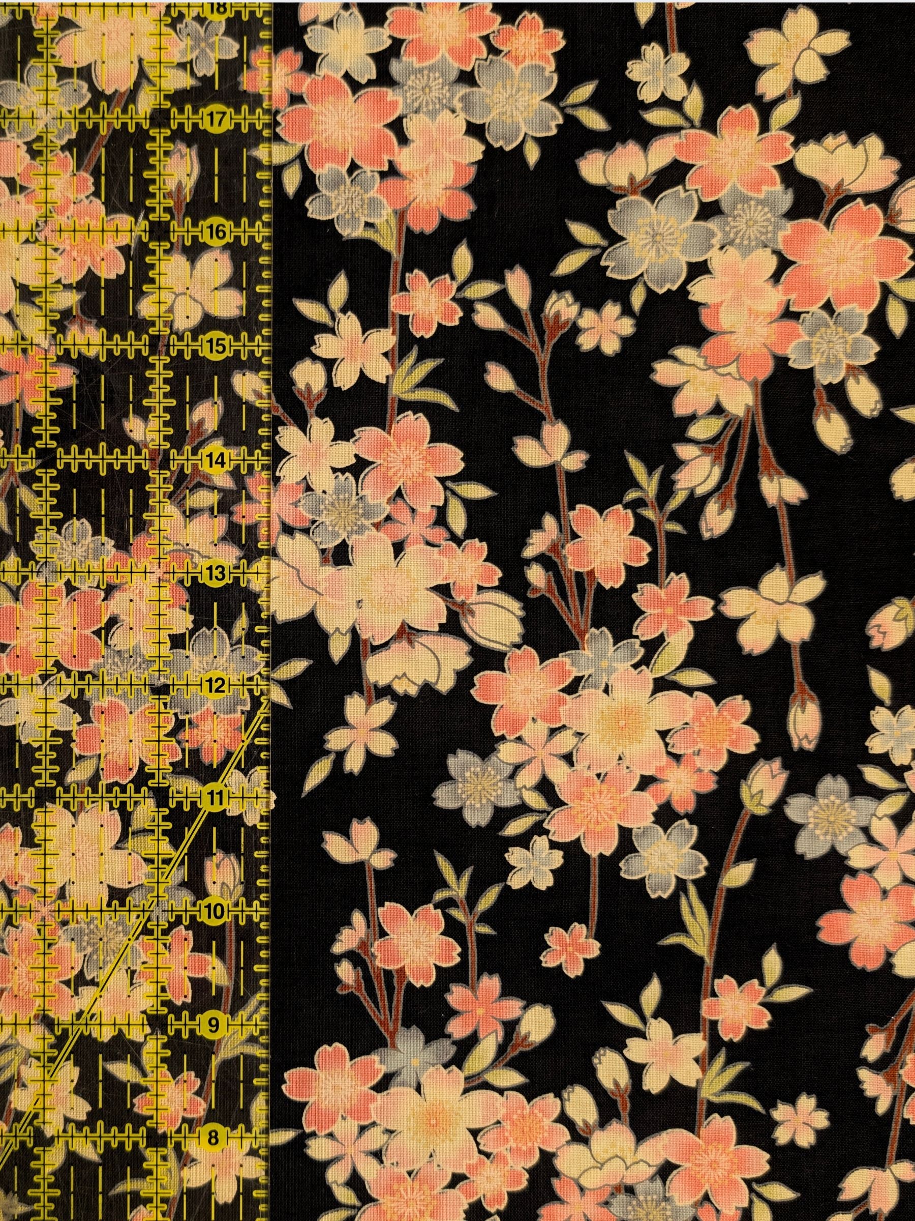 Sevenberry - Sepia Cherry Blossoms Cotton Shirting Fabric - Black