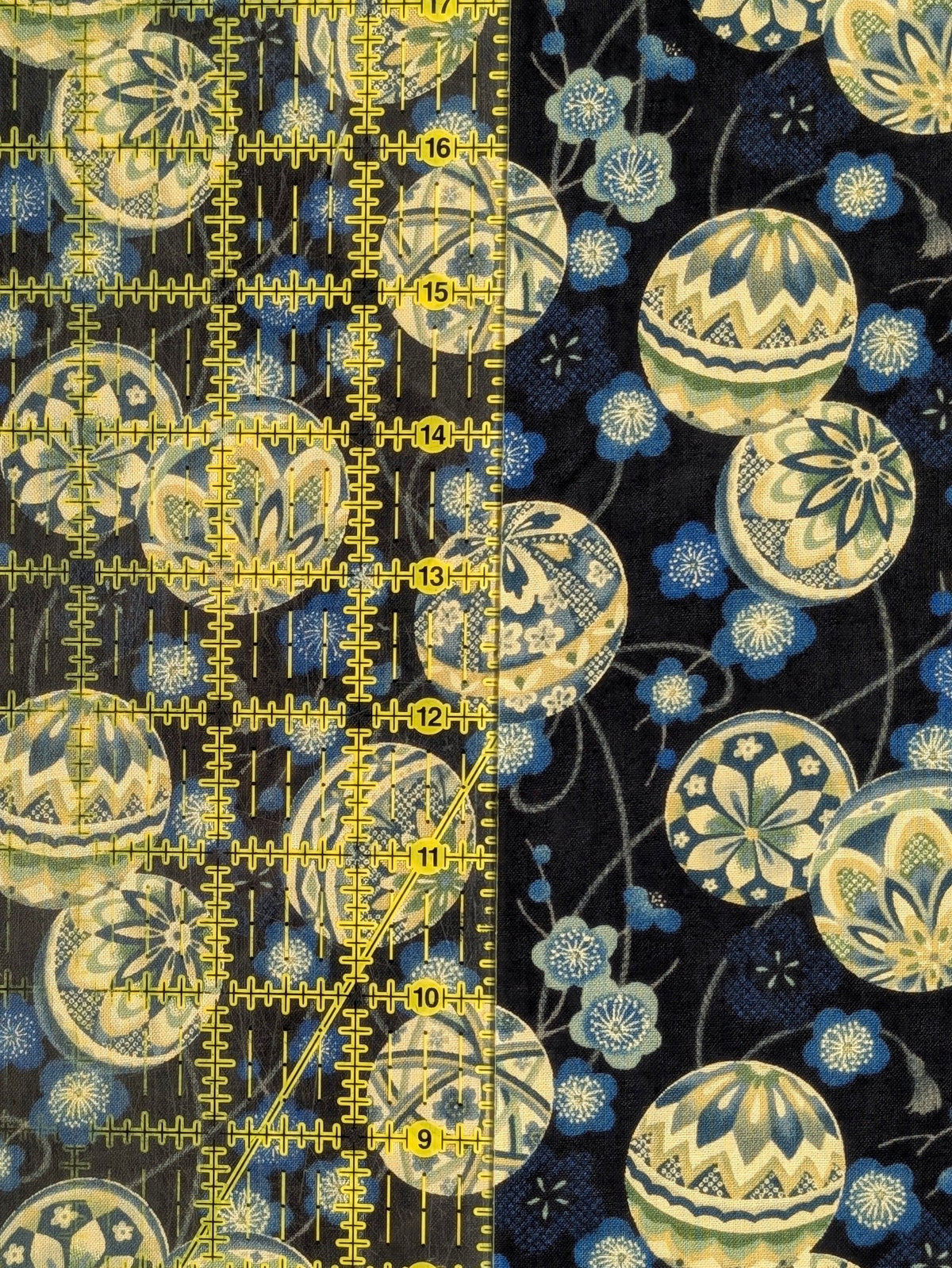 Sevenberry - Japanese Temari Balls Cotton Shirting Fabric - Dark Blue