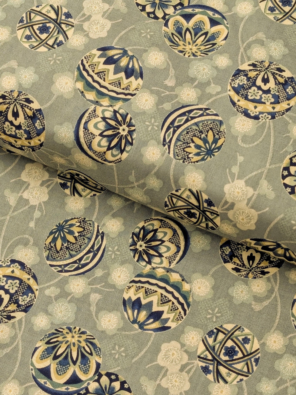 Sevenberry - Japanese Temari Balls Cotton Shirting Fabric - Light Blue