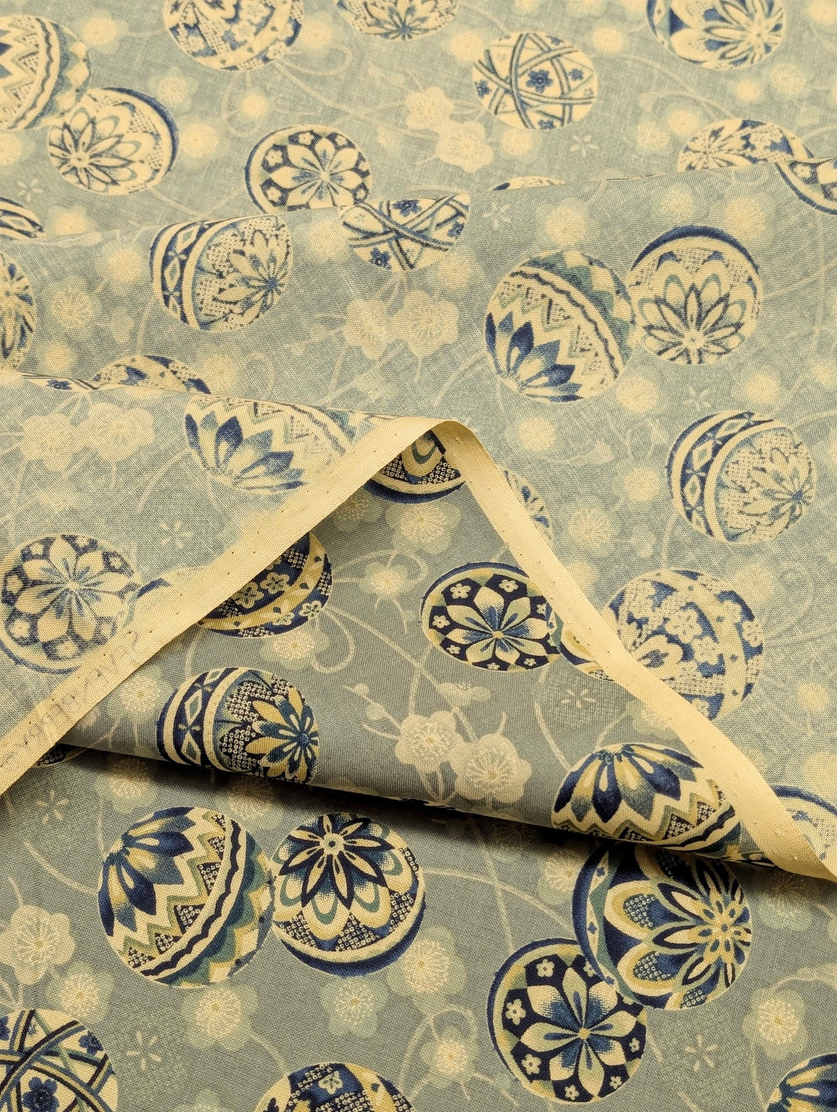 Sevenberry - Japanese Temari Balls Cotton Shirting Fabric - Light Blue