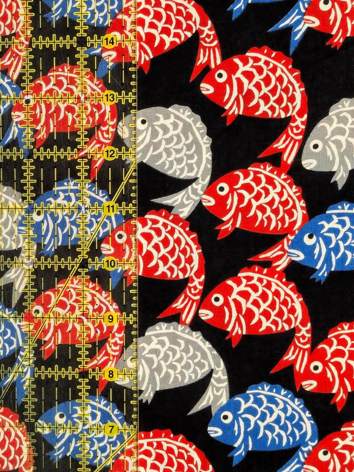 Sevenberry - Fish Block Print Cotton Shirting Fabric - Black