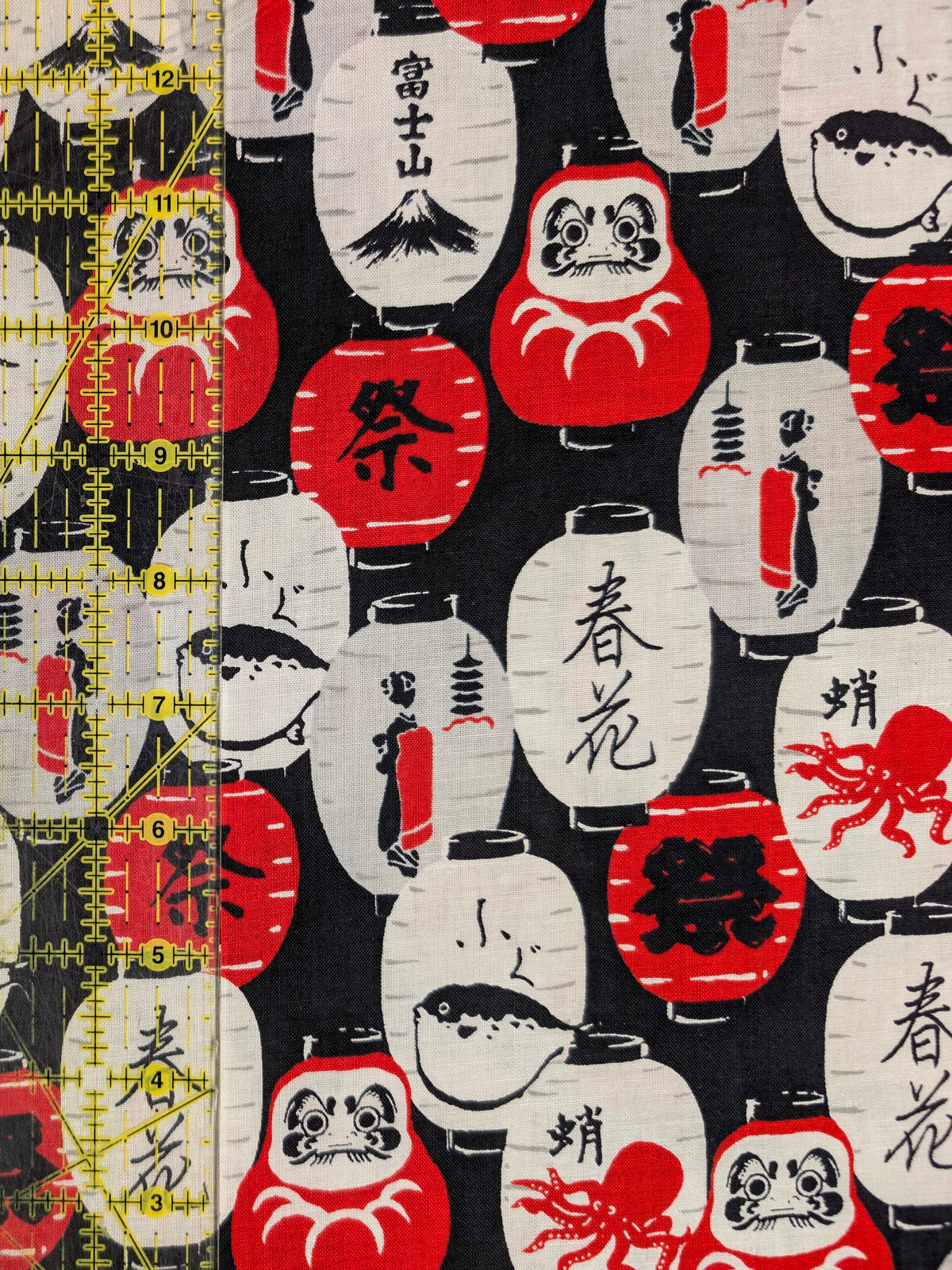 Sevenberry - Daruma Lantern Block Print Cotton Shirting Fabric - Black