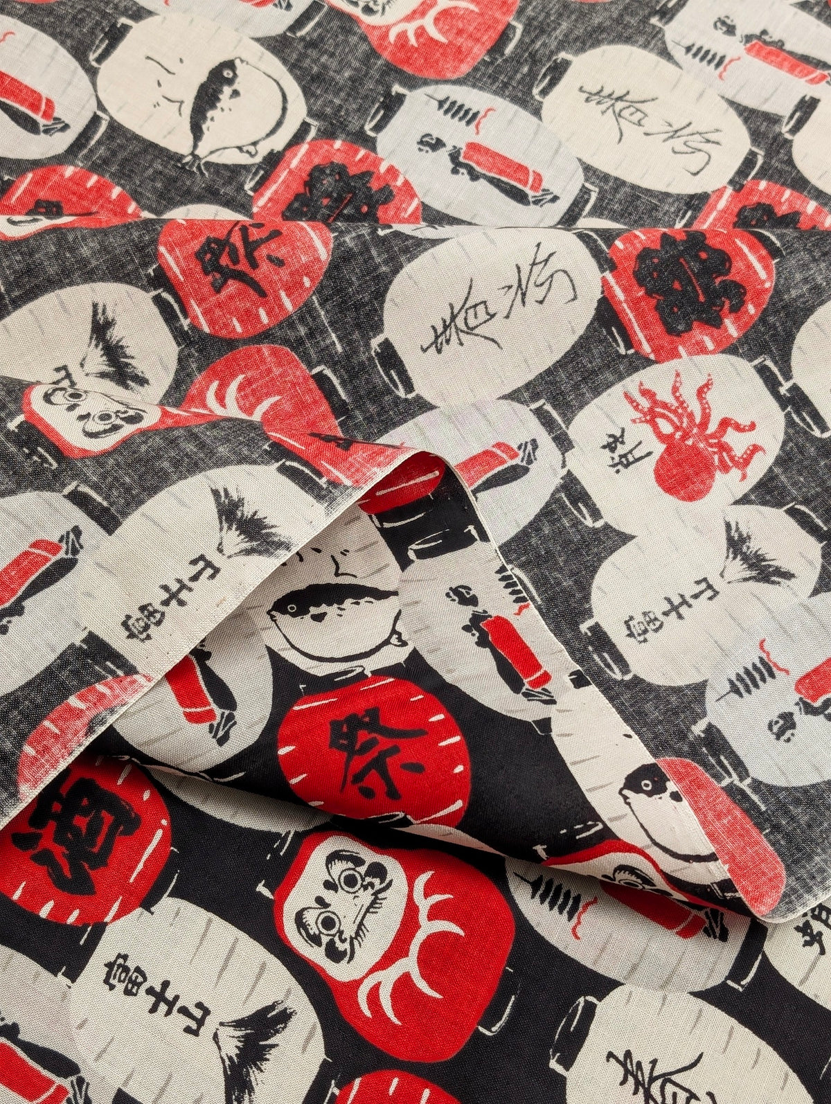 Sevenberry - Daruma Lantern Block Print Cotton Shirting Fabric - Black