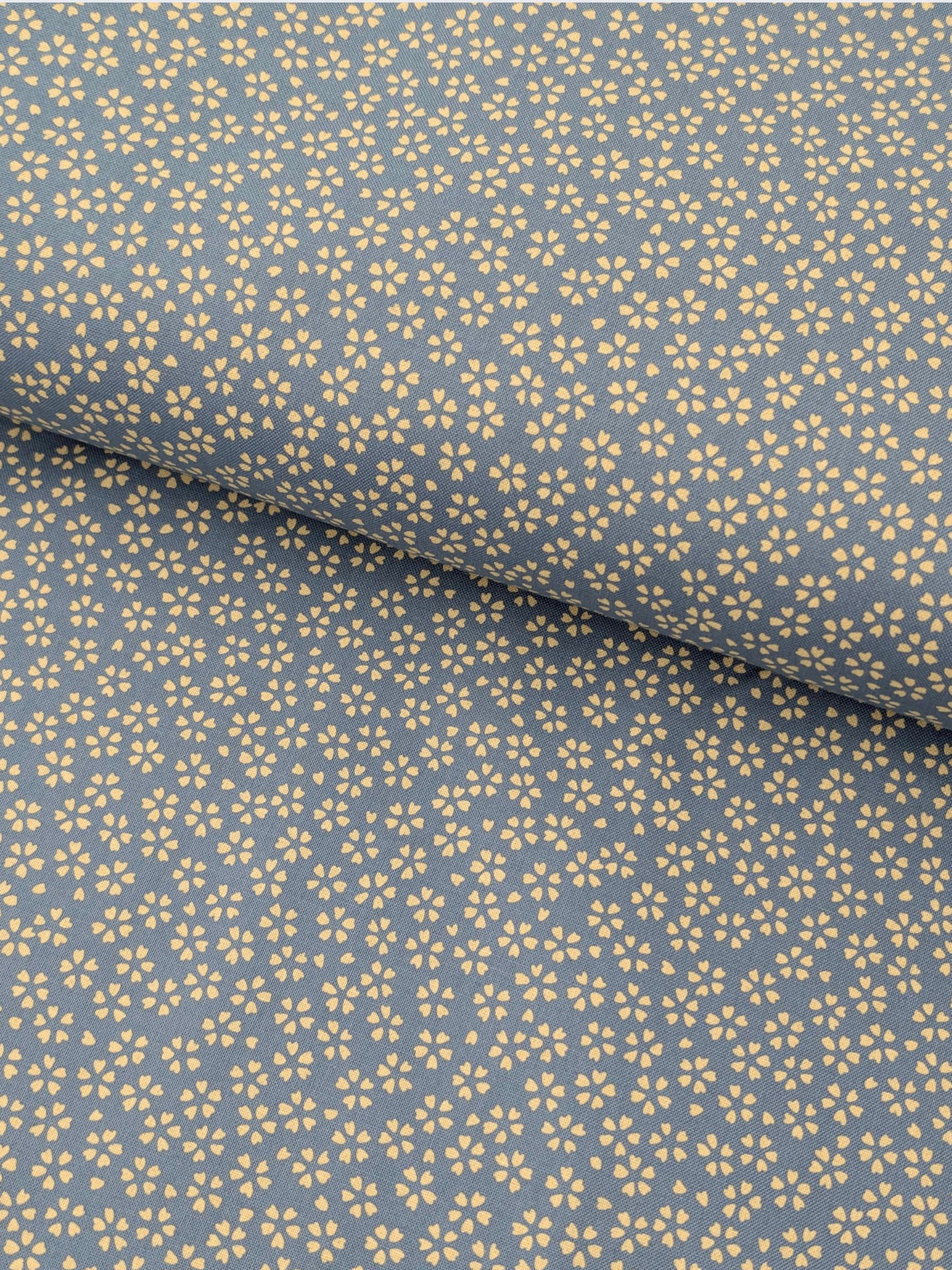 Sevenberry - Sakura Cherry Blossom Cotton Sheeting Fabric - Light Blue & Beige