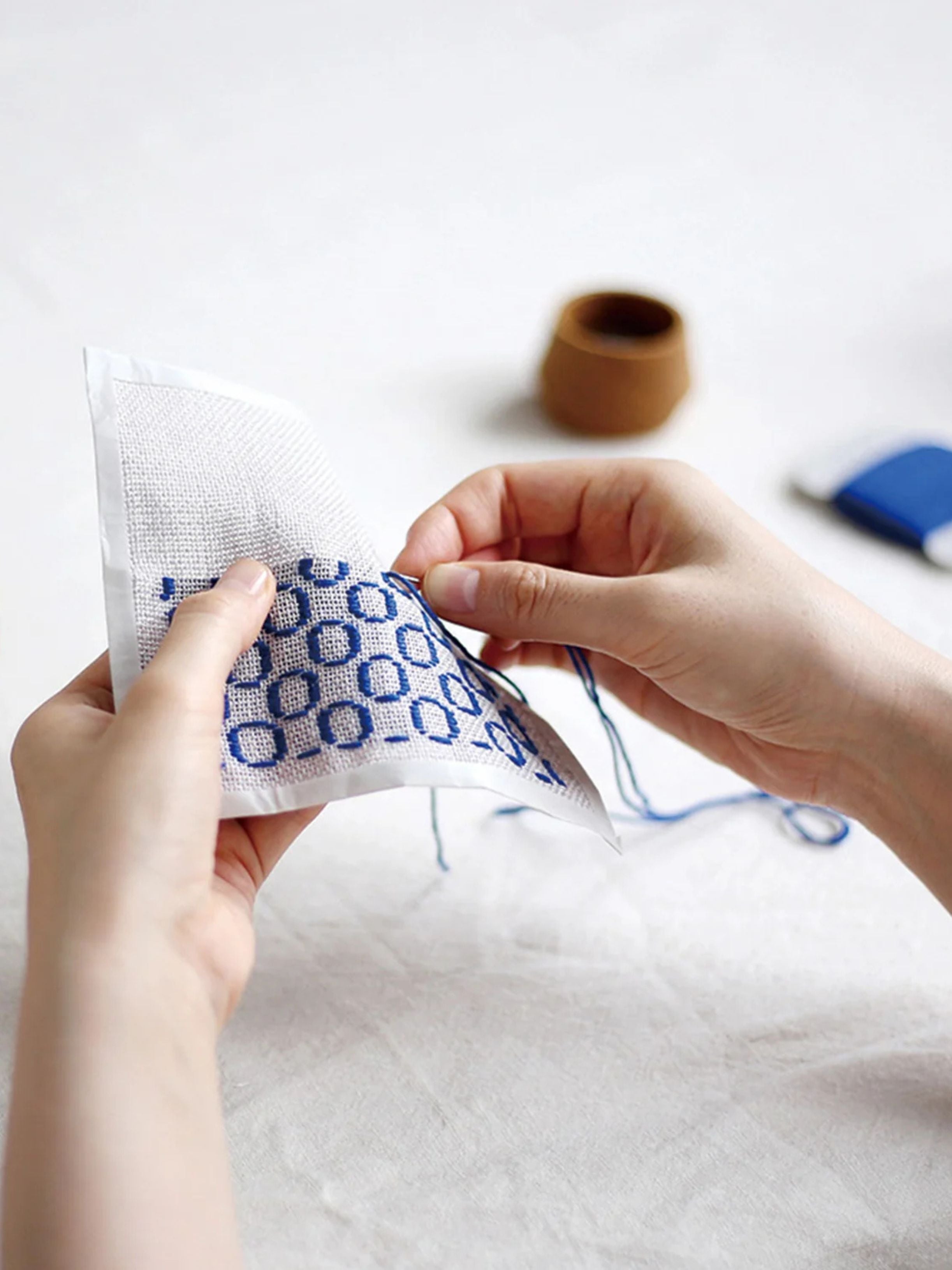 Daruma - Linen Kogin Cloth - Red