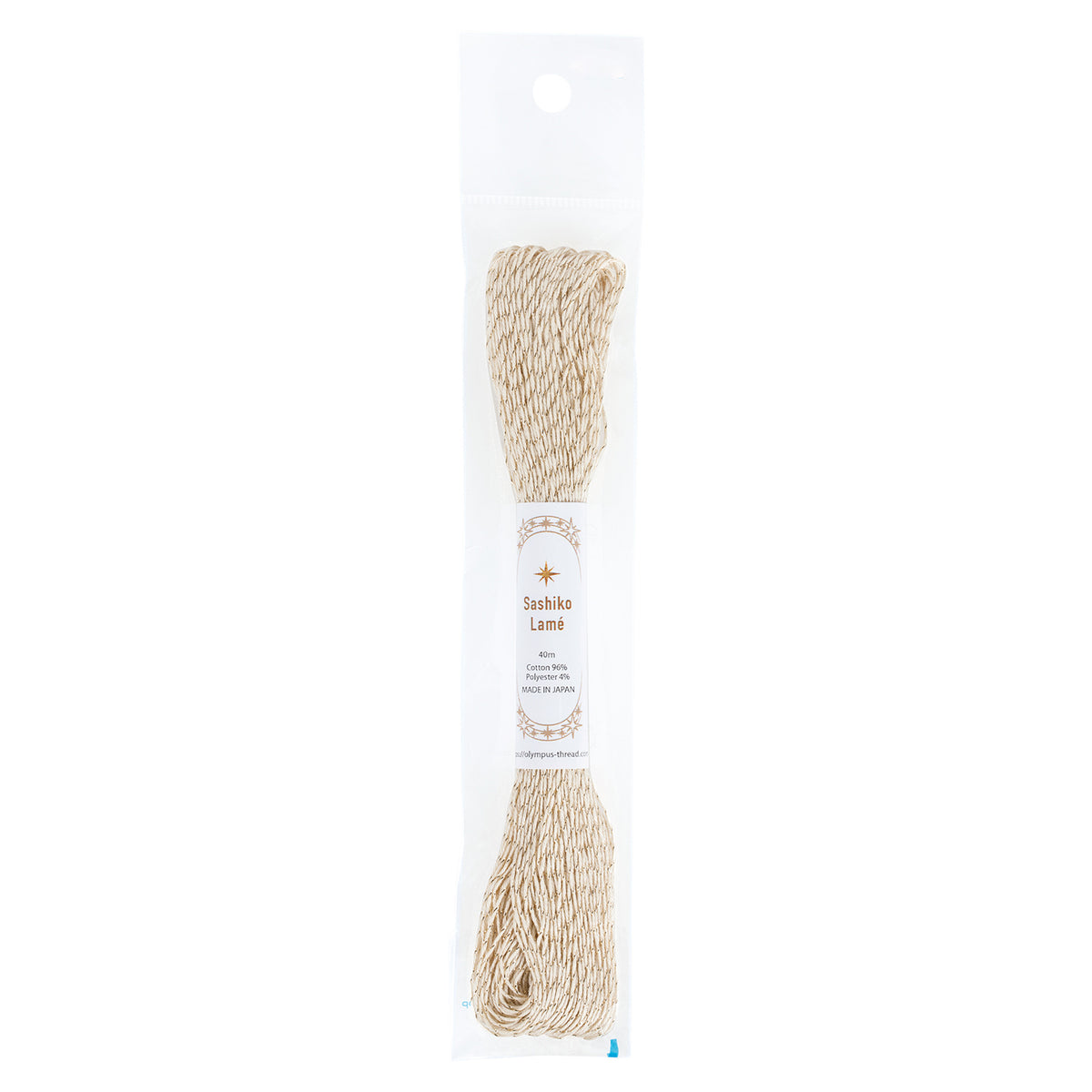 Olympus - Sashiko Lamé Metallic Thread 40m Skein - White & Gold