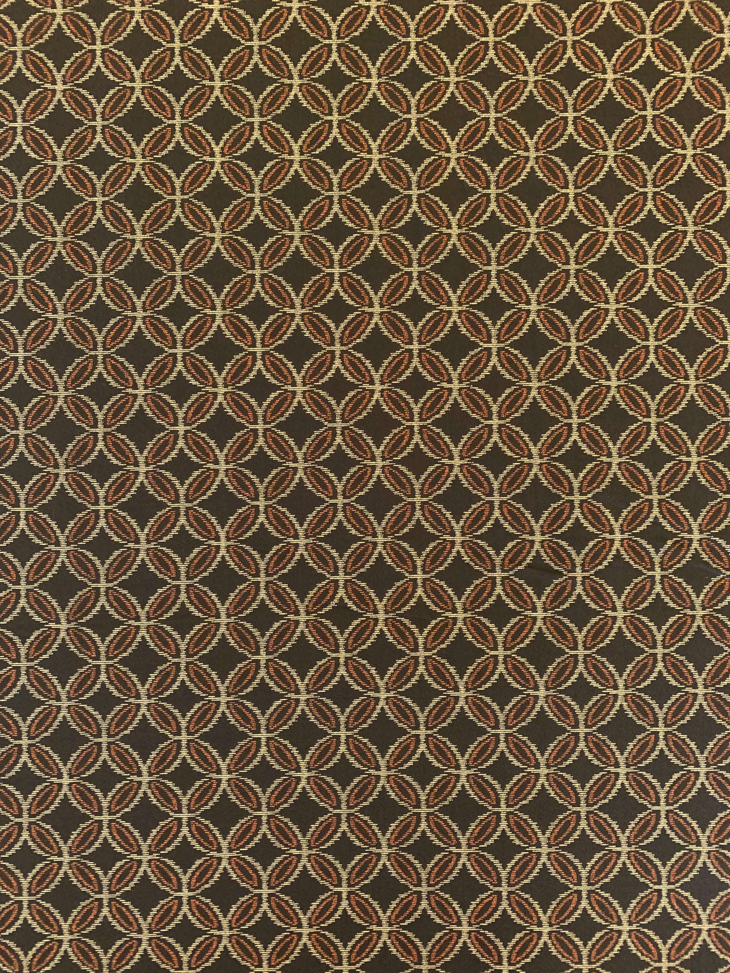 Sevenberry - Printed Ikat Kasuri Shippou Circles Cotton Fabric - Brown Orange