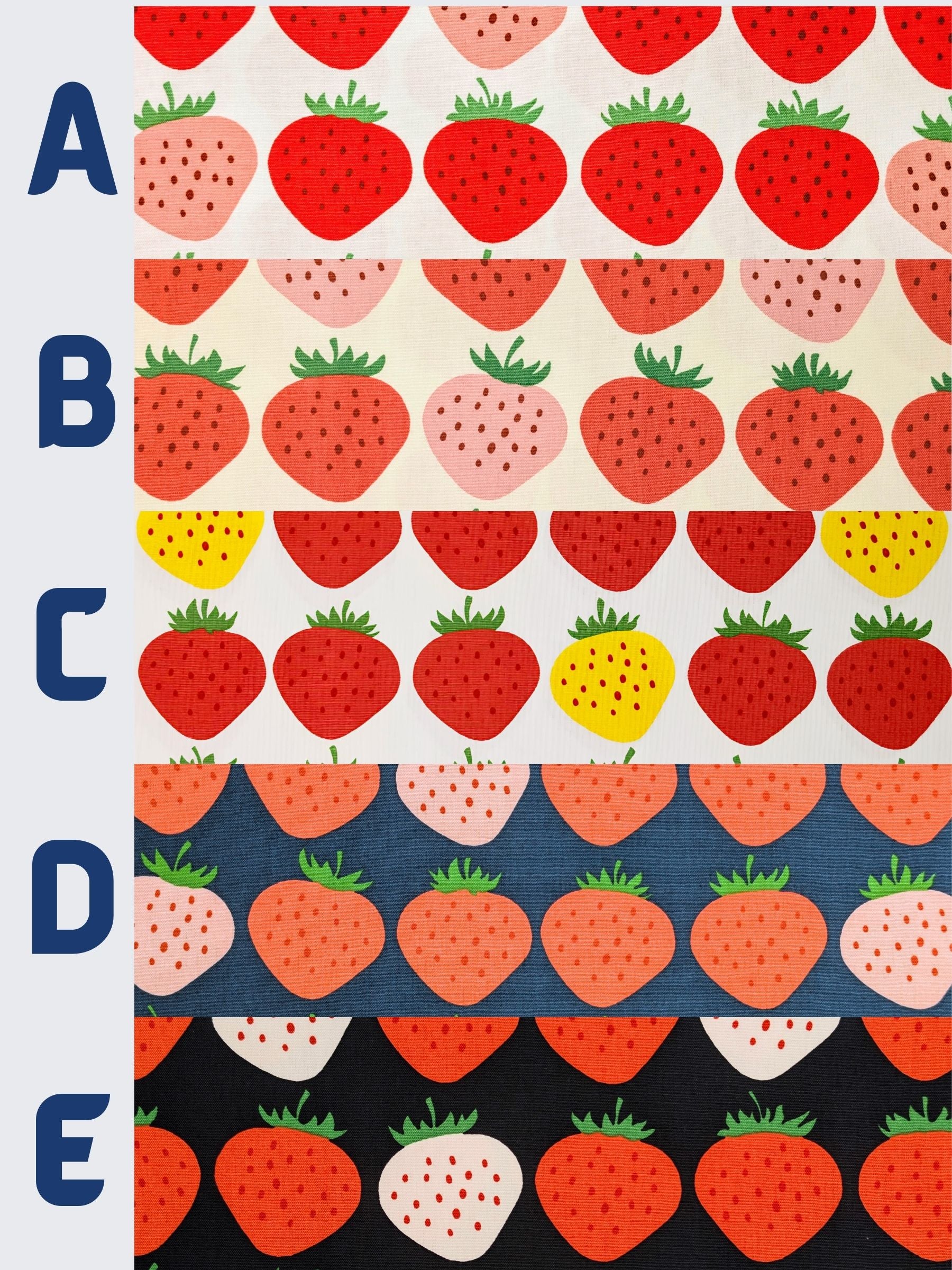 Asano - Big Strawberries Cotton Oxford Canvas - White & Yellow