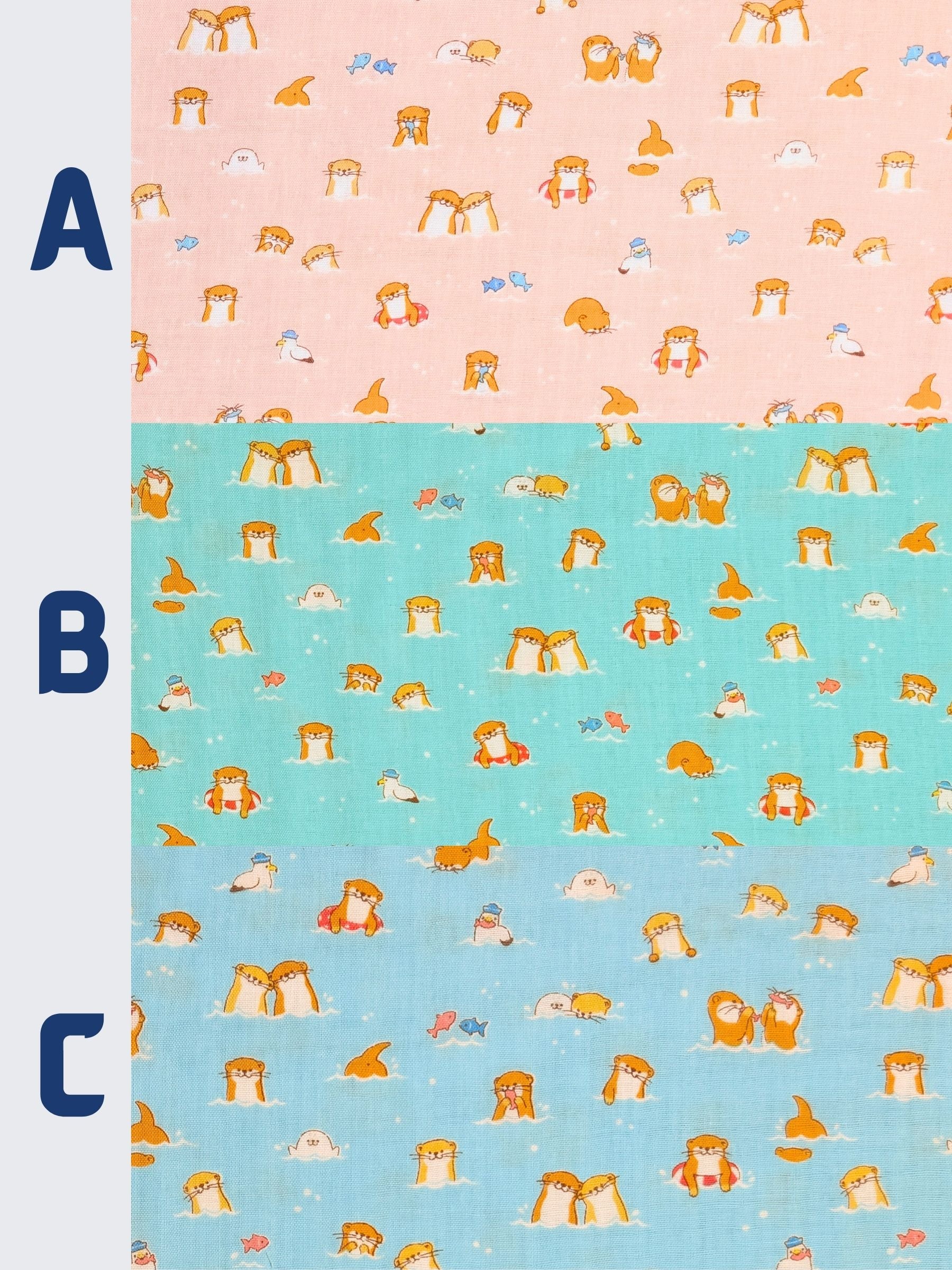 Cosmo - Little Otters Cotton Double Gauze Fabric - Pink