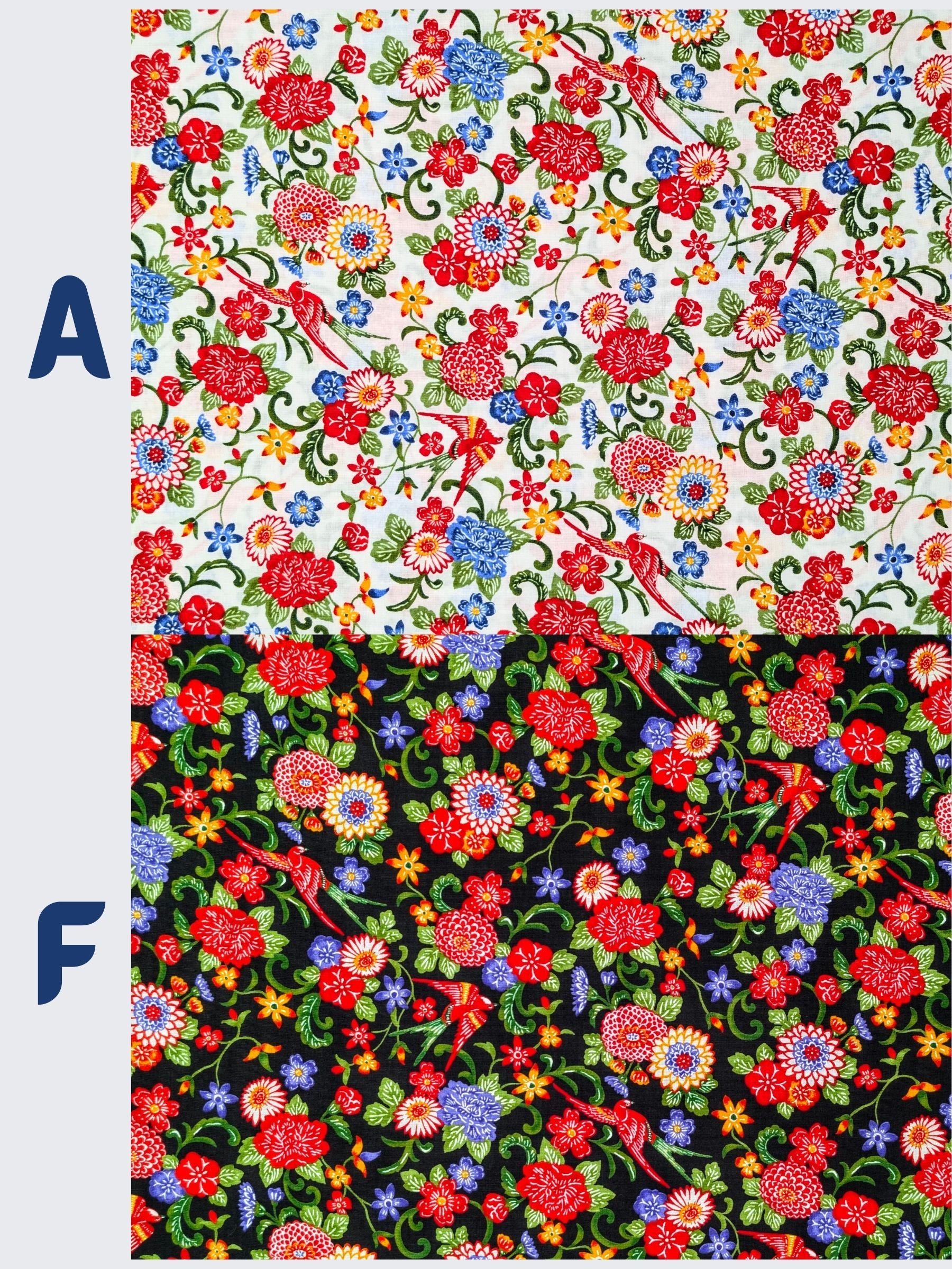 Cosmo - Parrots & Tropical Flowers Cotton Broadcloth Fabric - White
