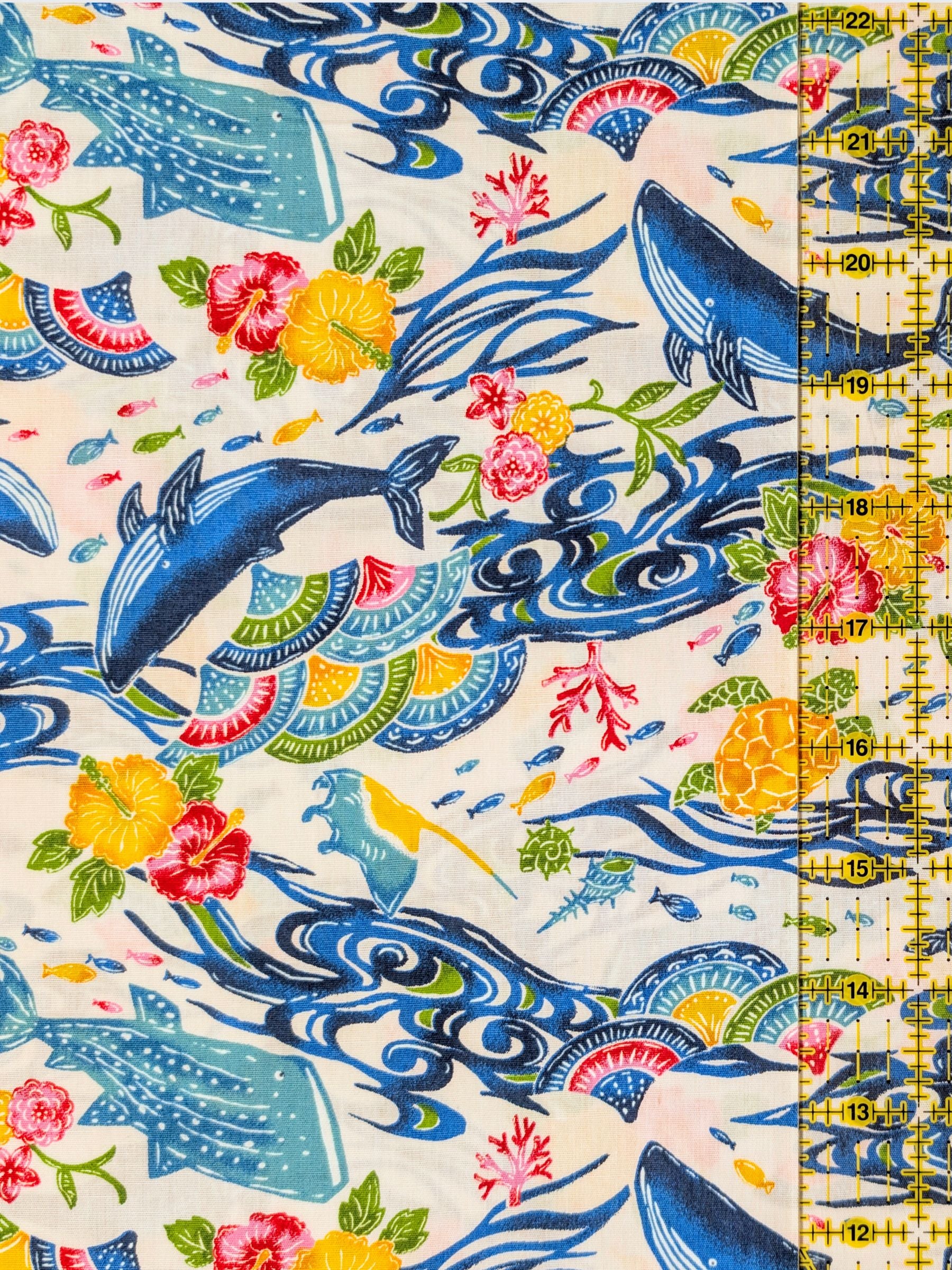 Cosmo - Underwater Paradise Cotton Broadcloth Fabric - White