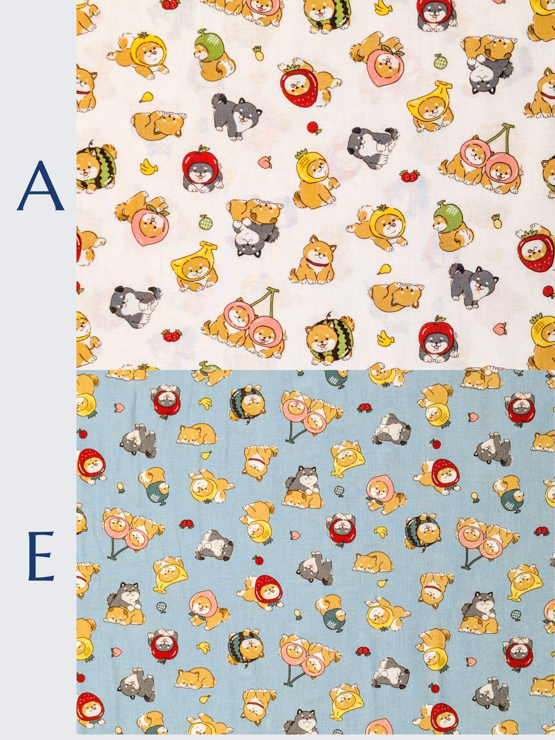 Cosmo - Fruity Shibas Cotton Sheeting Fabric - White