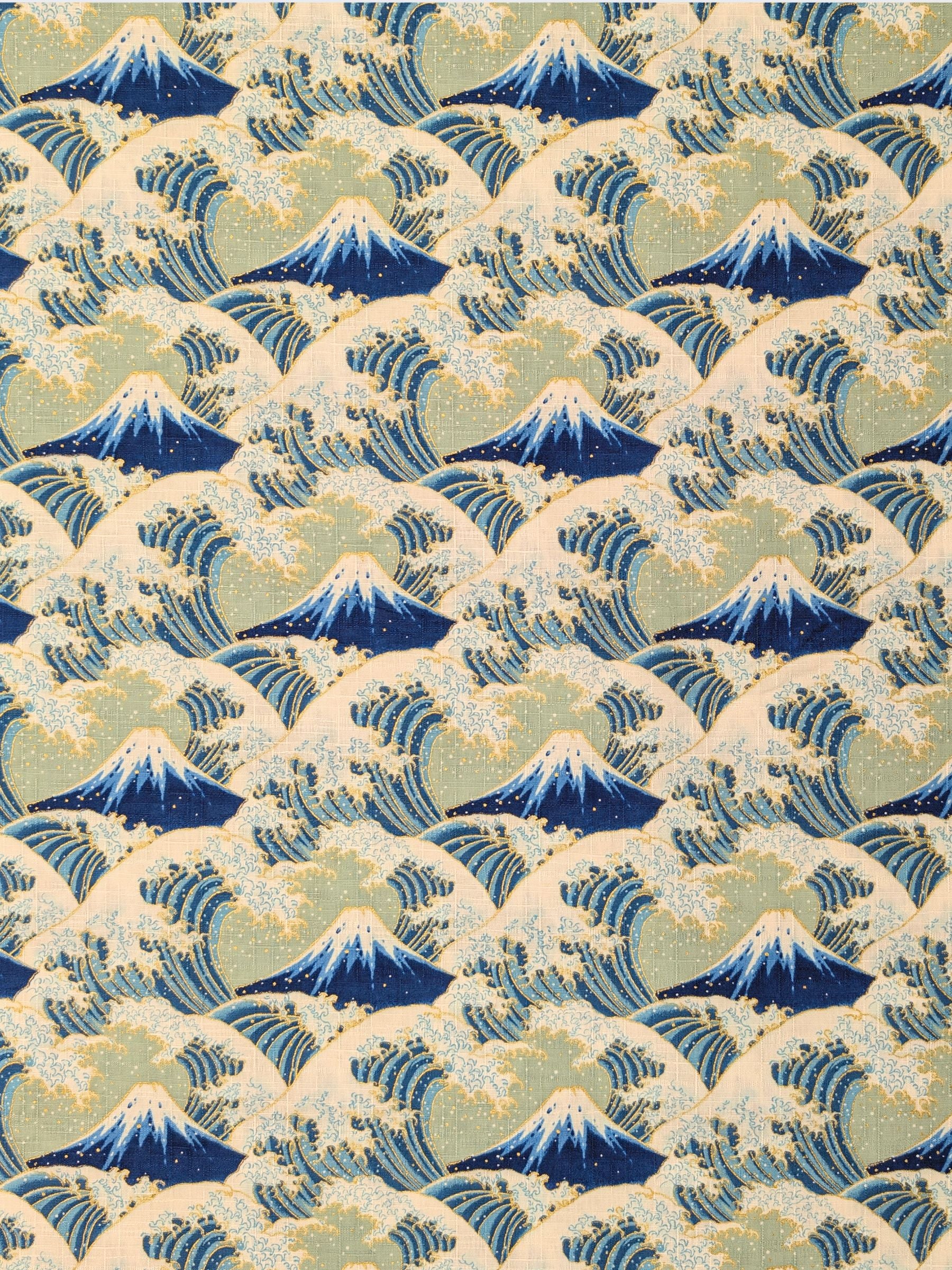 Cosmo - Golden Ocean Mountain Cotton Dobby Fabric - Blue & Green