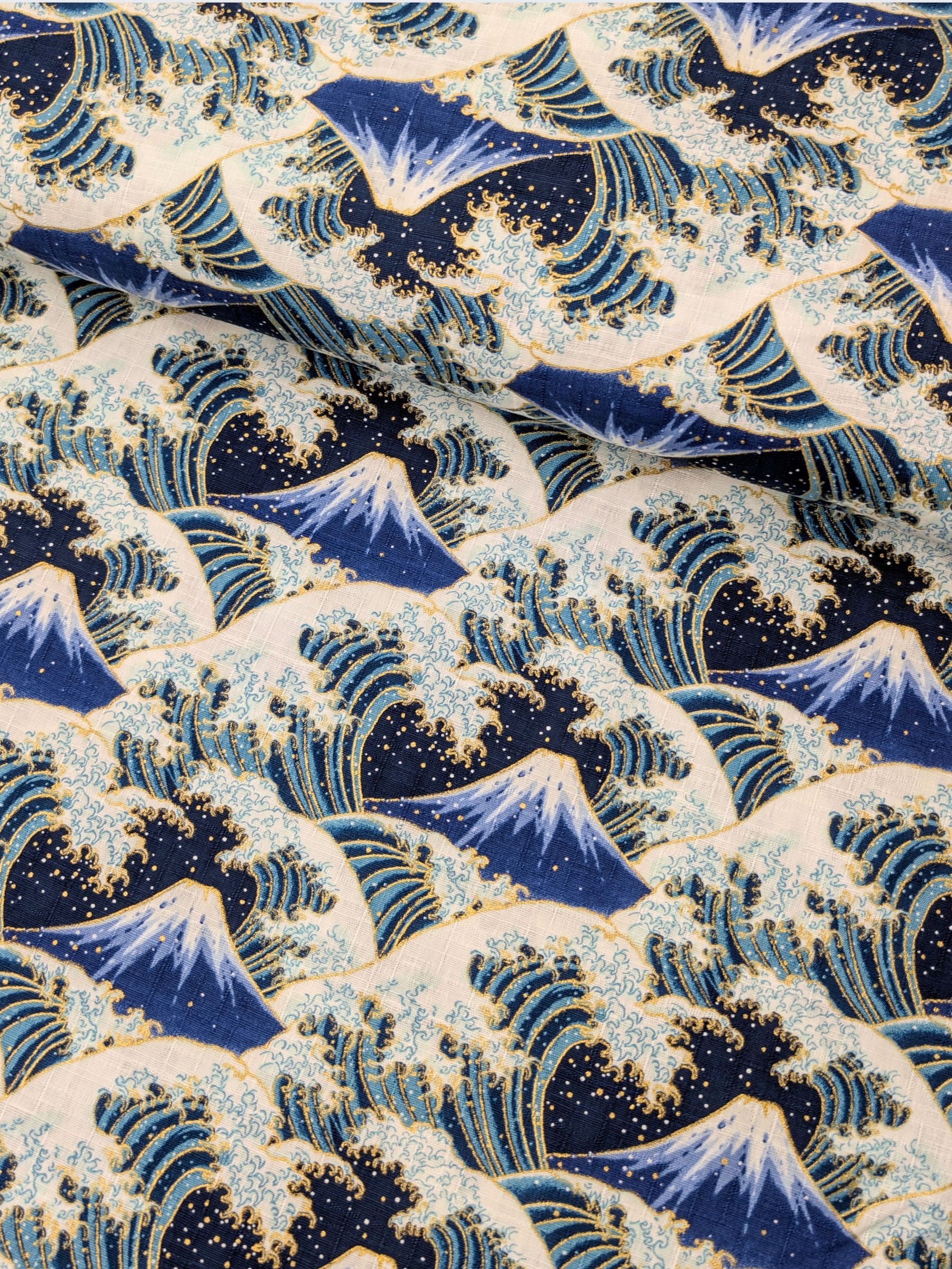 Cosmo - Golden Ocean Mountain Cotton Dobby Fabric - Navy Blue