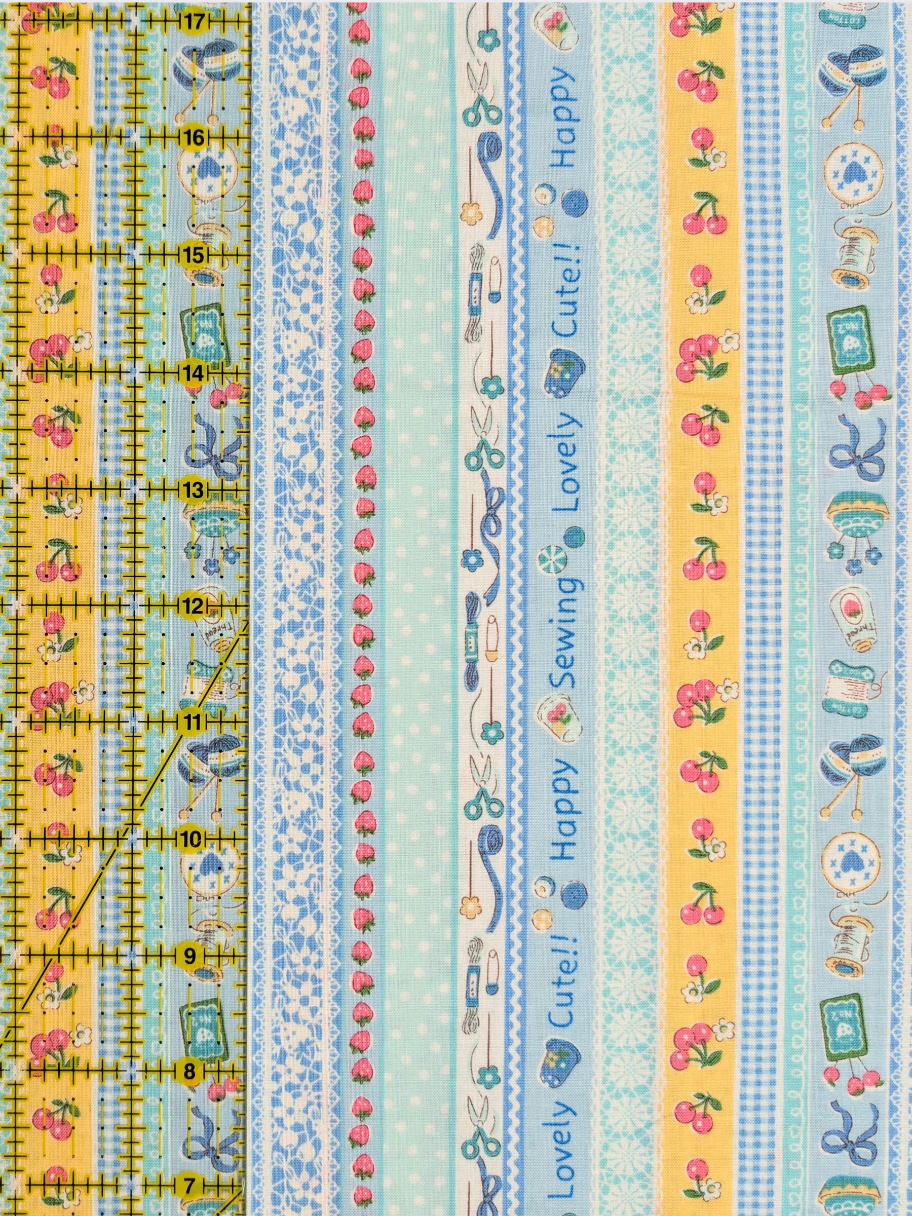 Yuwa - Cute Crafting Stripes Cotton Sheeting Fabric - Blue