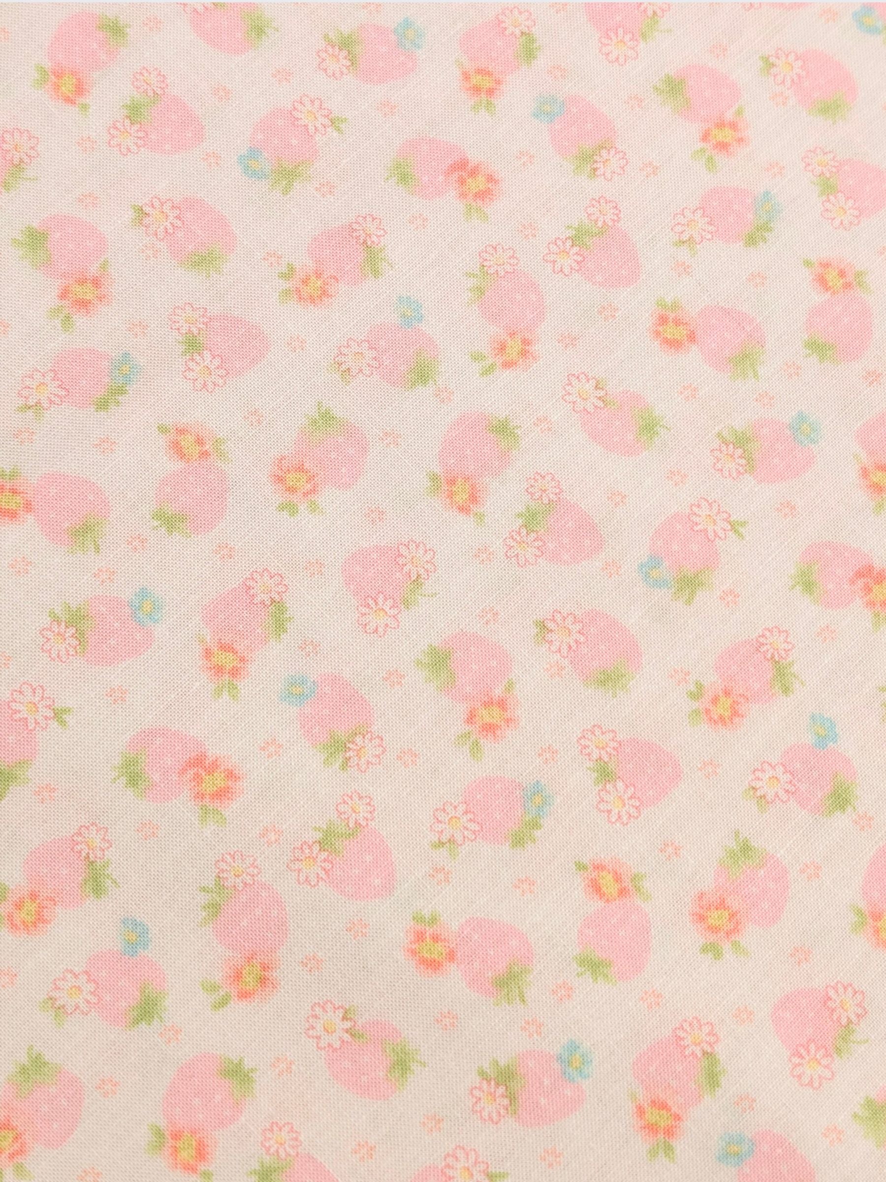 Yuwa - Soft Sweet Strawberries Cotton Sheeting Fabric - Pink
