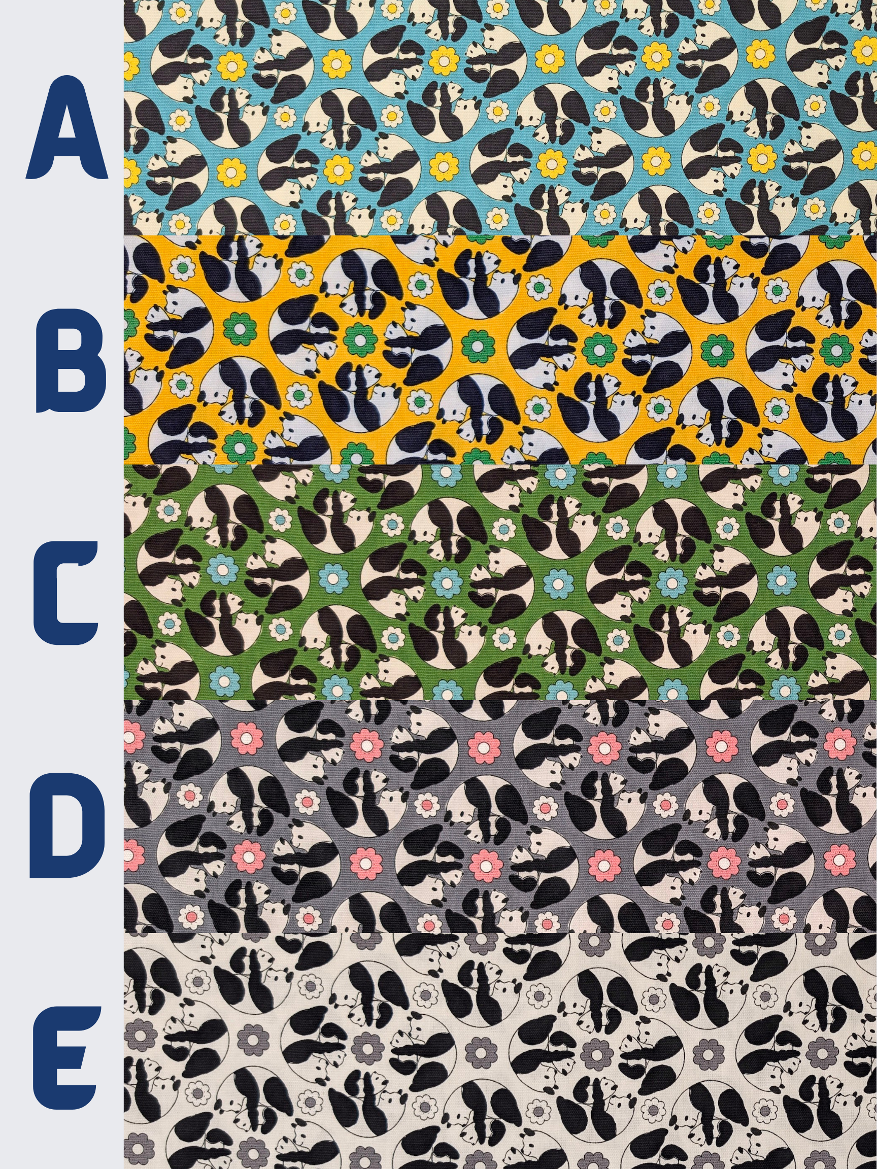 Yuwa - Kaleidoscope Pandas Oxford Cotton Fabric - Teal