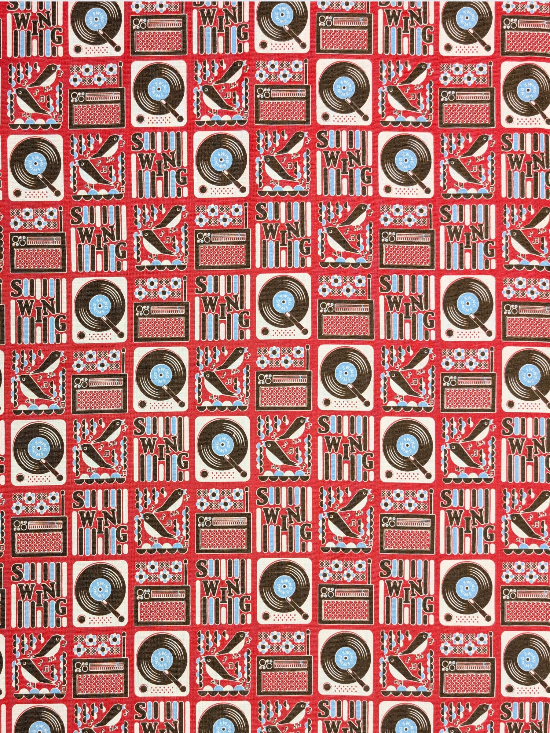 Yuwa - Swing Music Cotton Sheeting Fabric - Red
