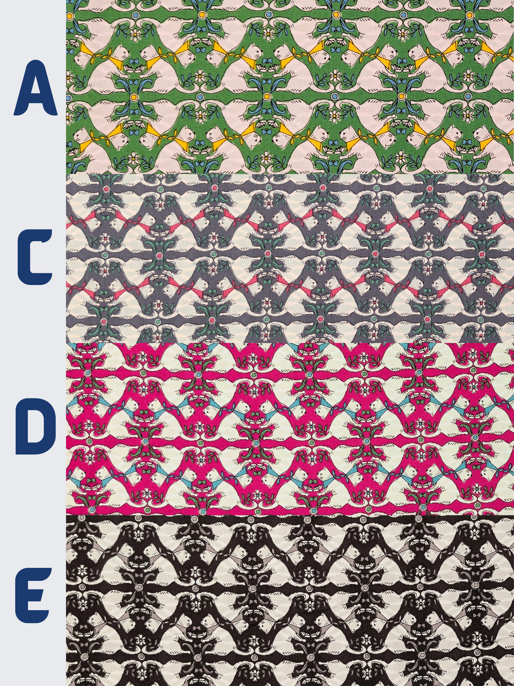 Yuwa - Kaleidoscope Cats Oxford Cotton Fabric - Pink
