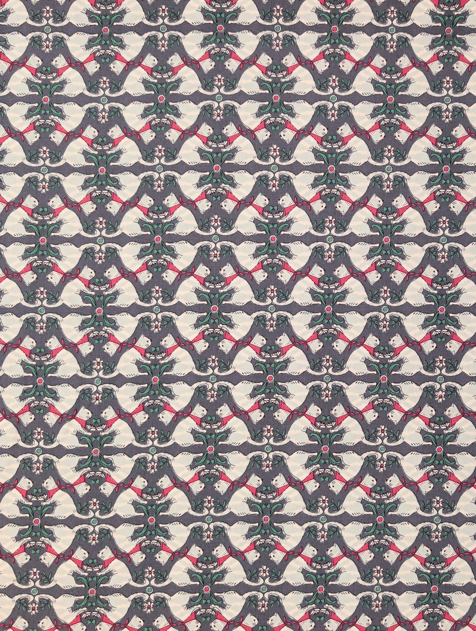 Yuwa - Kaleidoscope Cats Oxford Cotton Fabric - Gray