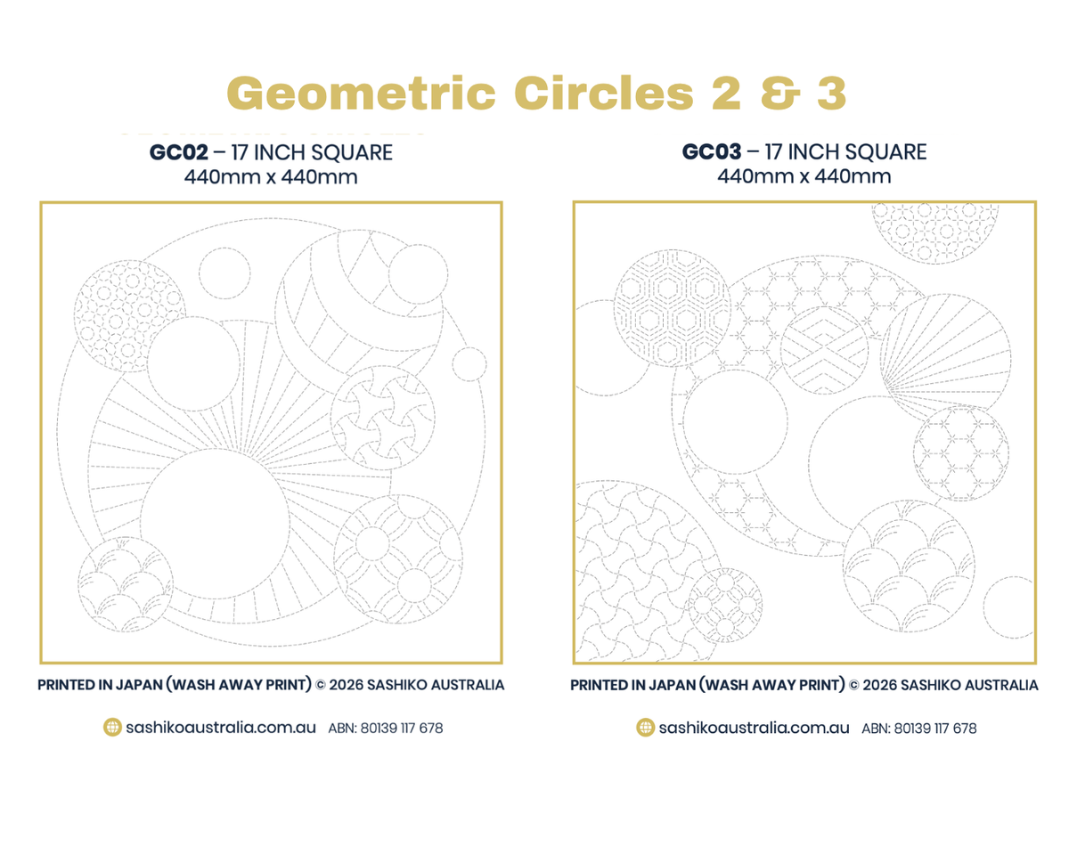 Sashiko Australia - Geometric Circles 2 & 3 - Navy