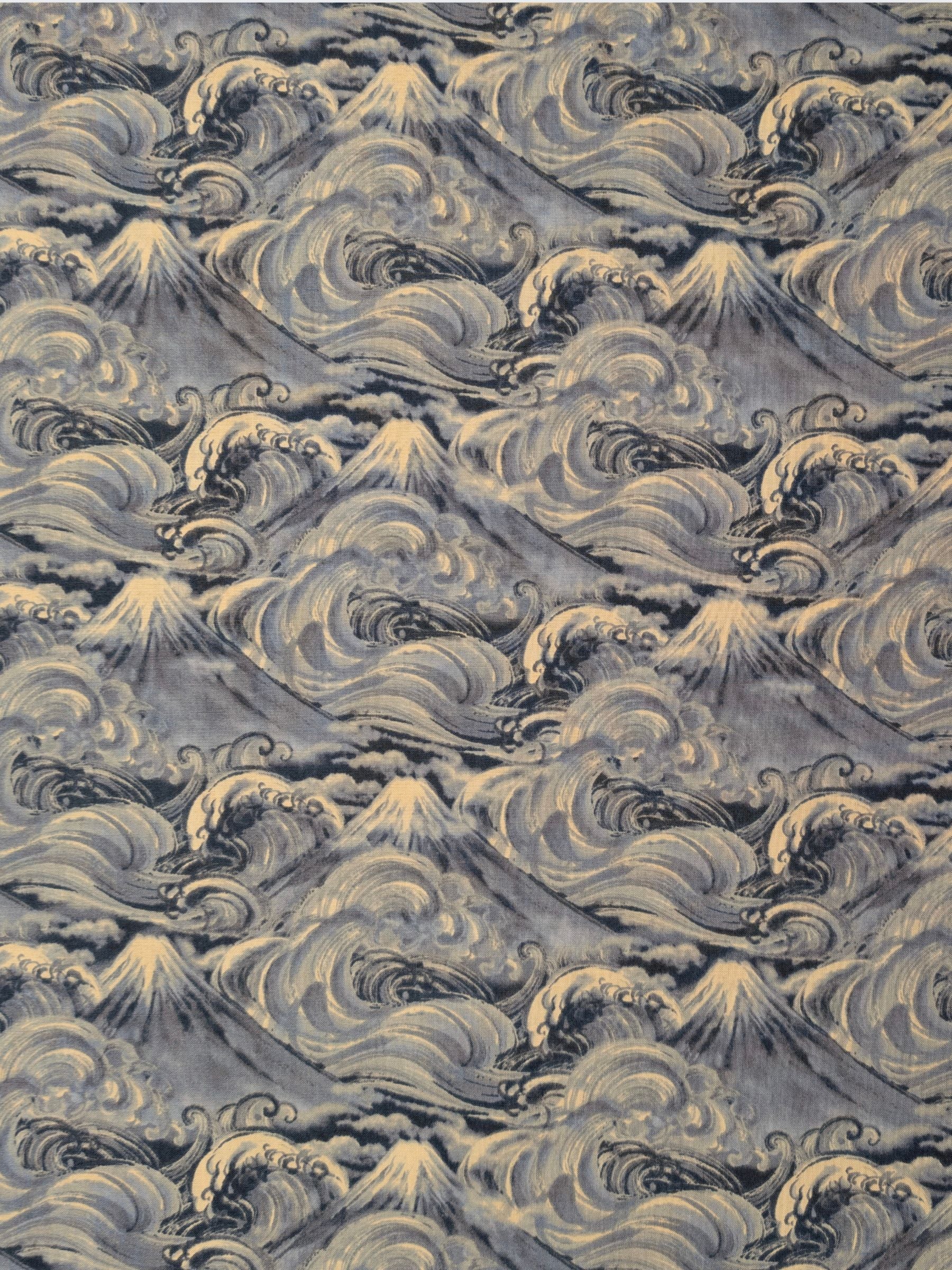 QuiltGate - Cloudy Brushed Ocean Mountains Cotton Sheeting Fabric - Medium Blue