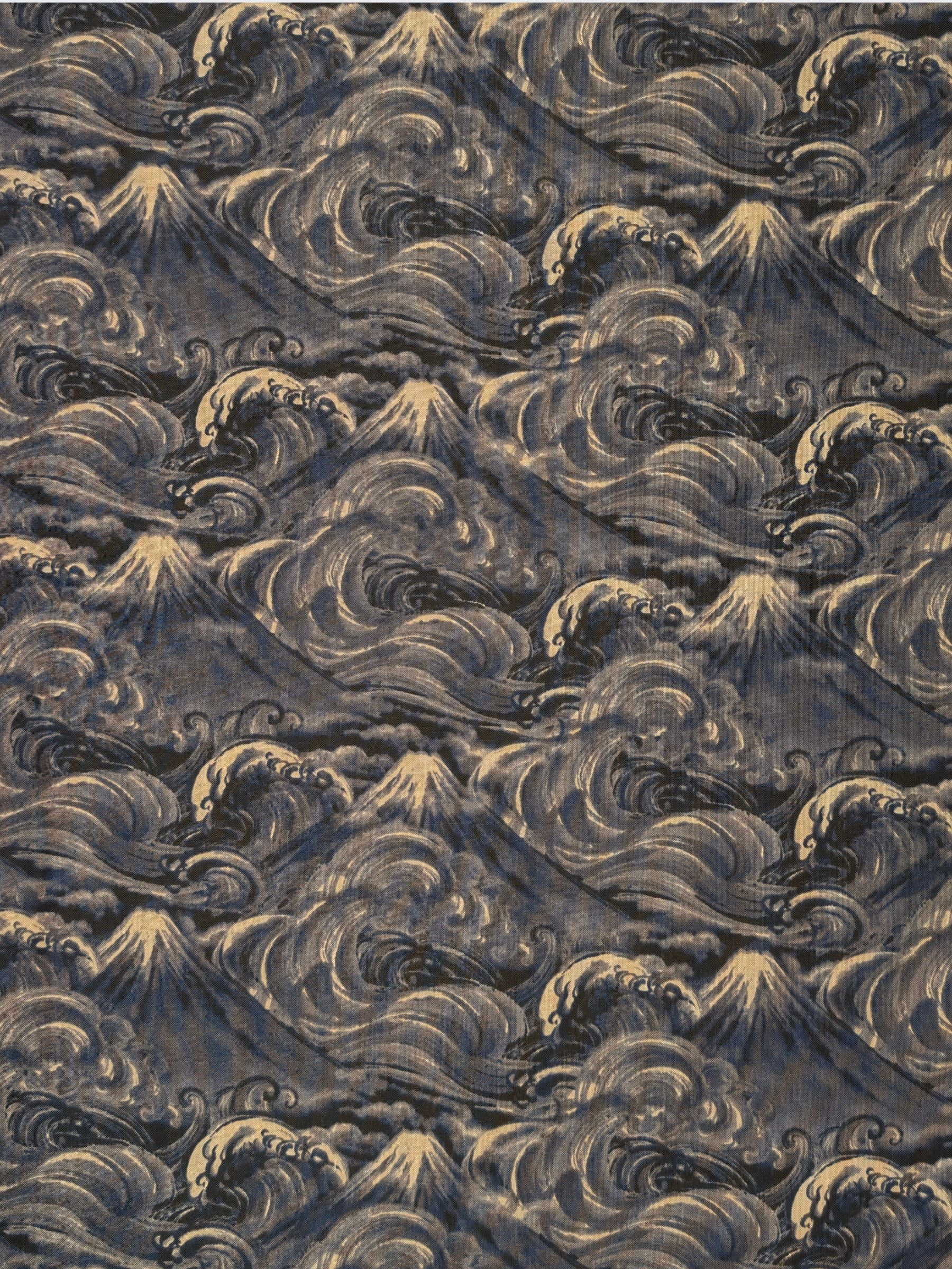 QuiltGate - Cloudy Brushed Ocean Mountains Cotton Sheeting Fabric - Dark Blue