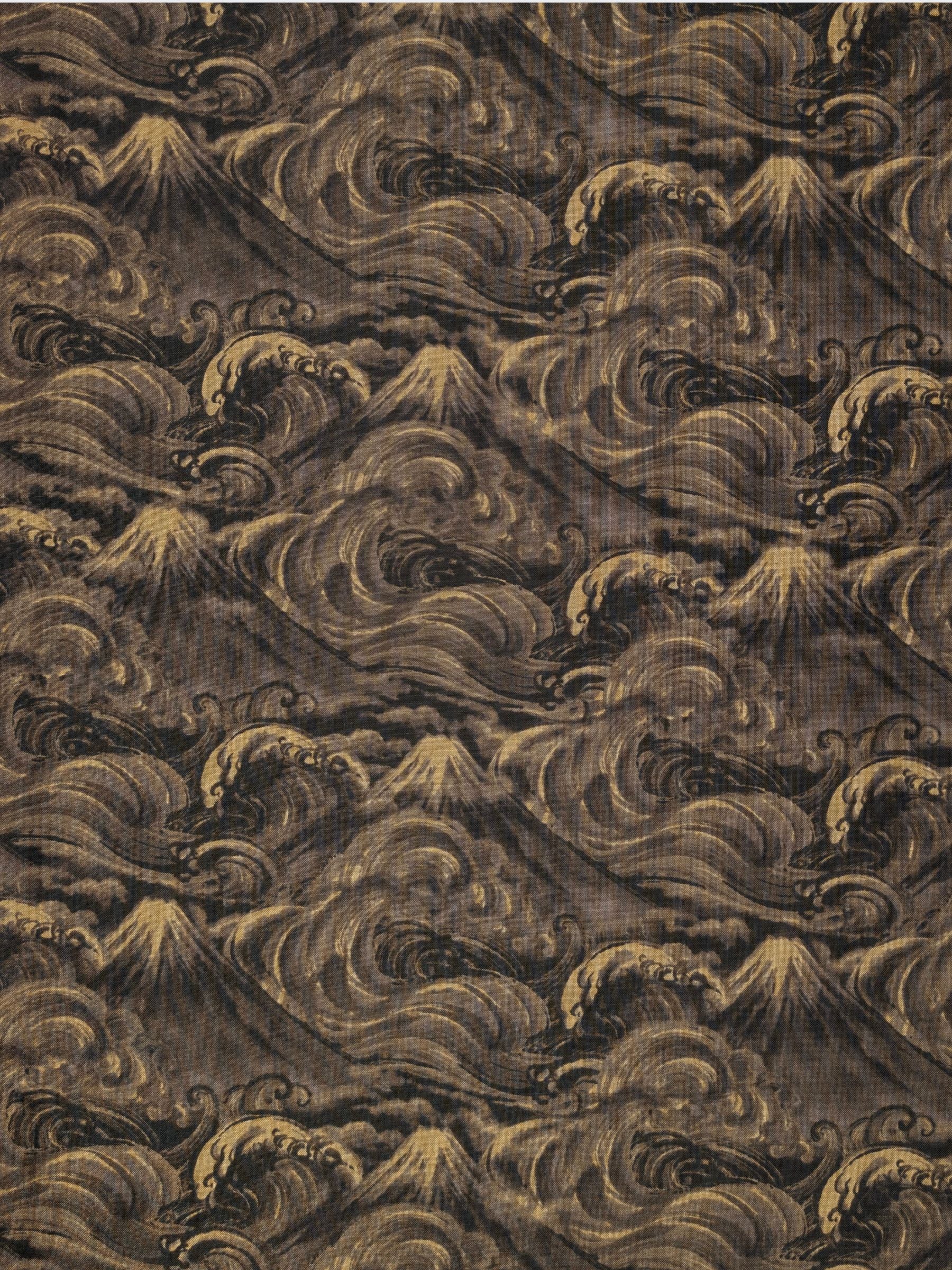 QuiltGate - Cloudy Brushed Ocean Mountains Cotton Sheeting Fabric - Gray Black